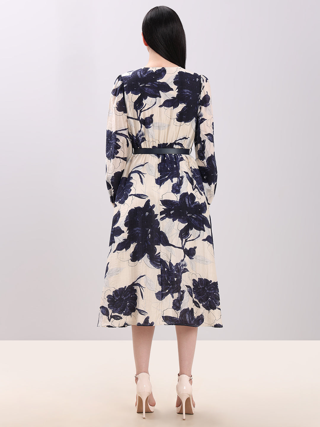 Ecru Floral Midi Dress