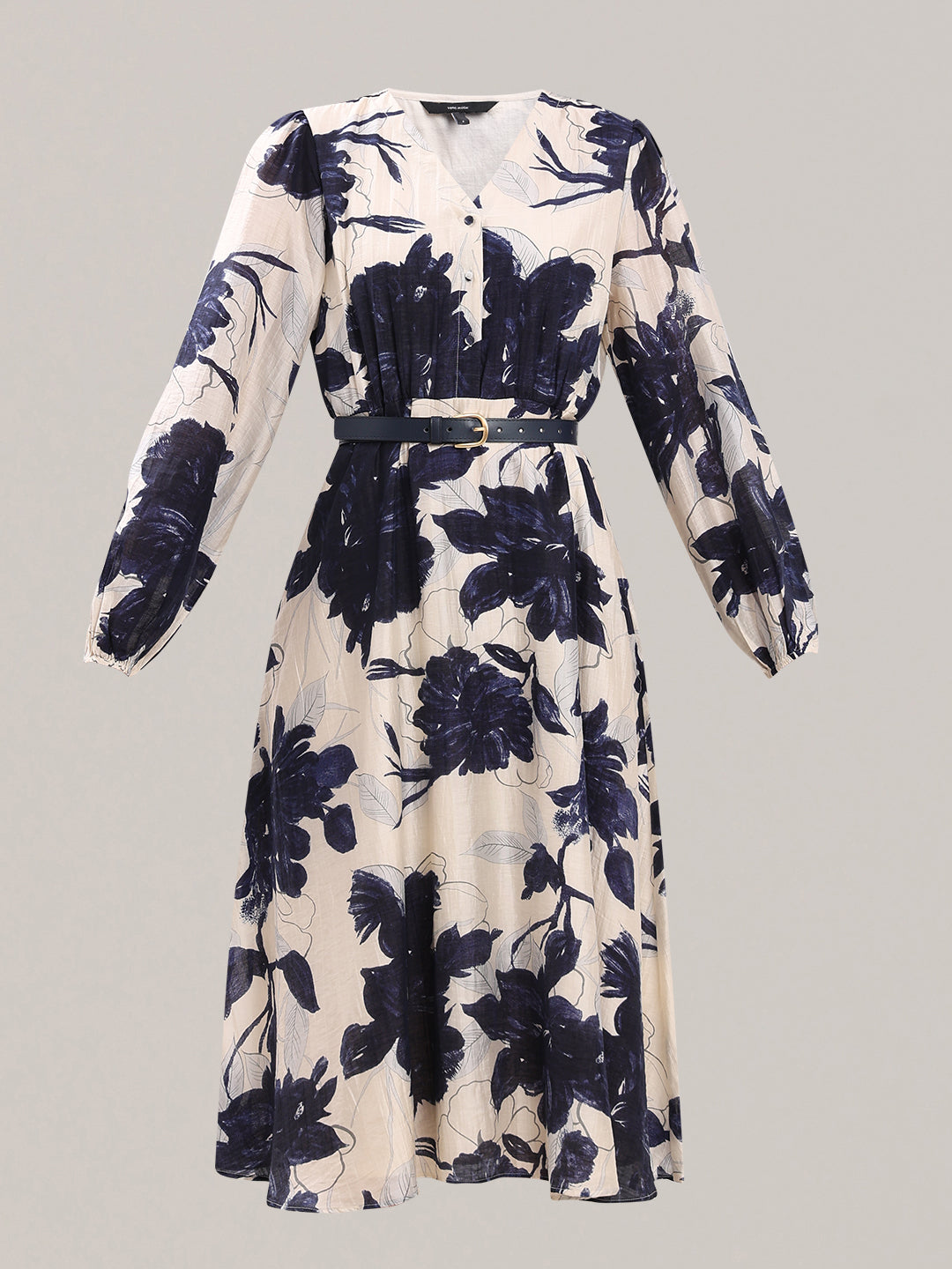 Ecru Floral Midi Dress