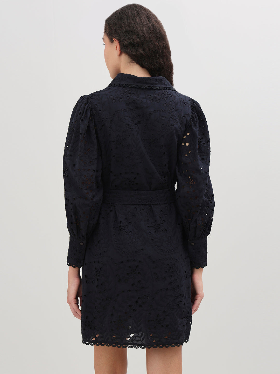 Floral Cut-Work Shirt Dress