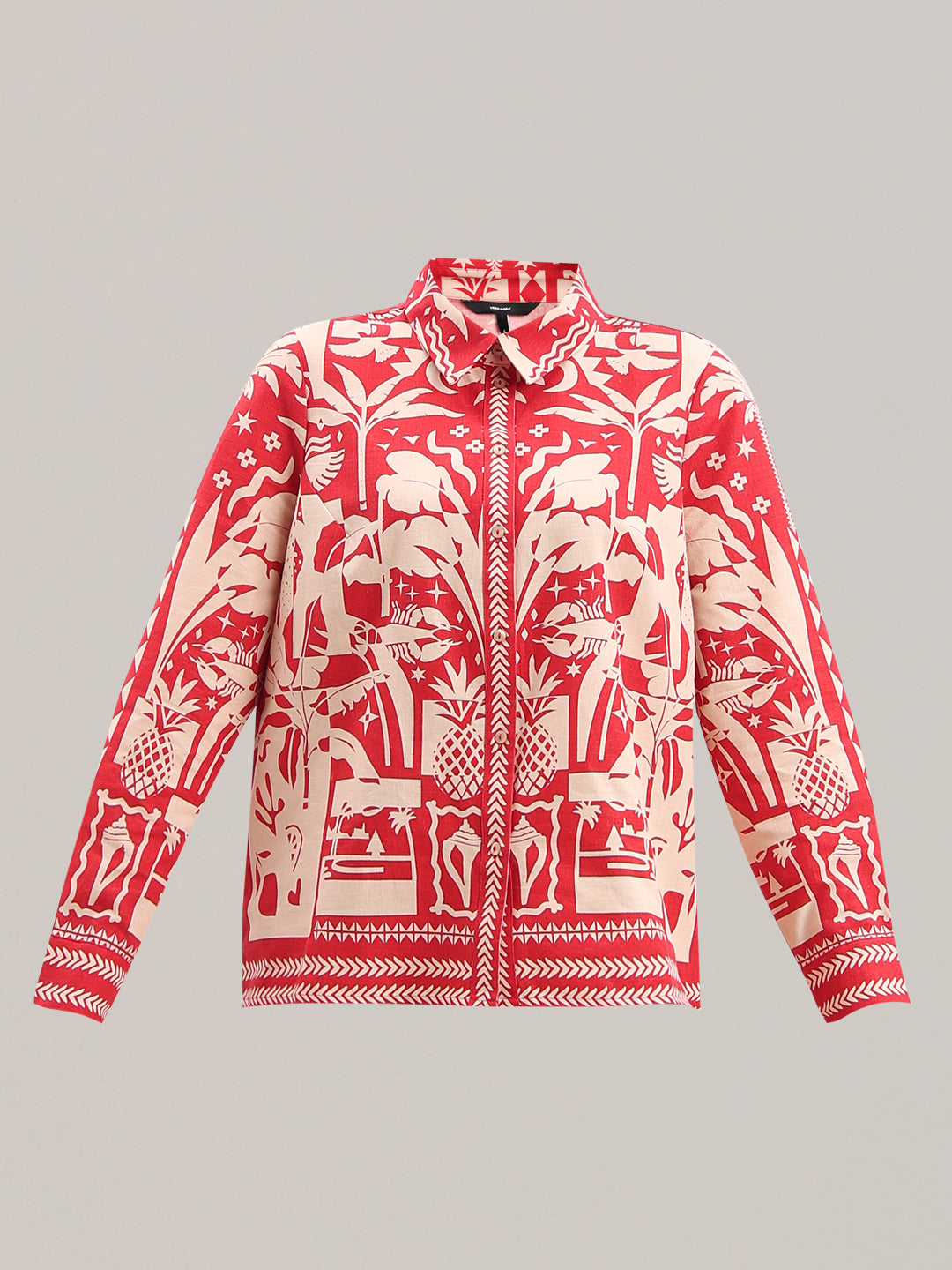 Ecru Printed Button-Down Shirt