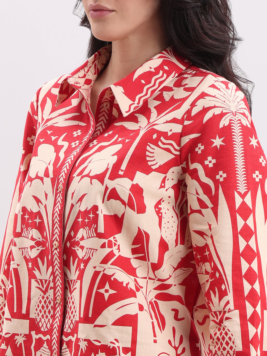 Ecru Printed Button-Down Shirt