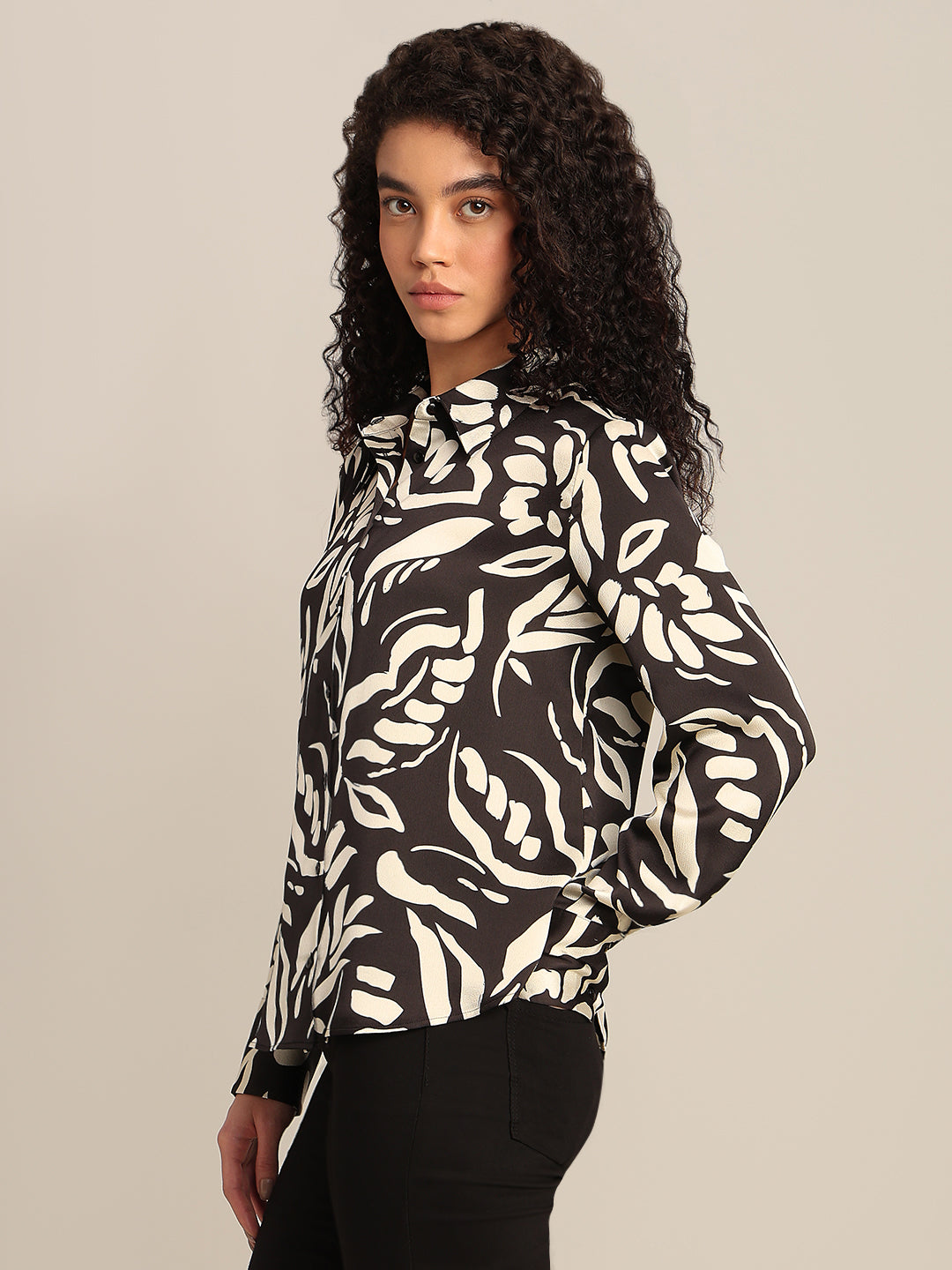 Black Printed Full Sleeves Shirt
