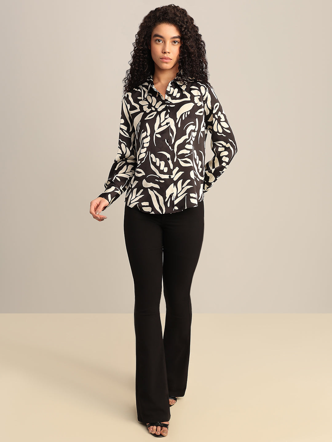 Black Printed Full Sleeves Shirt