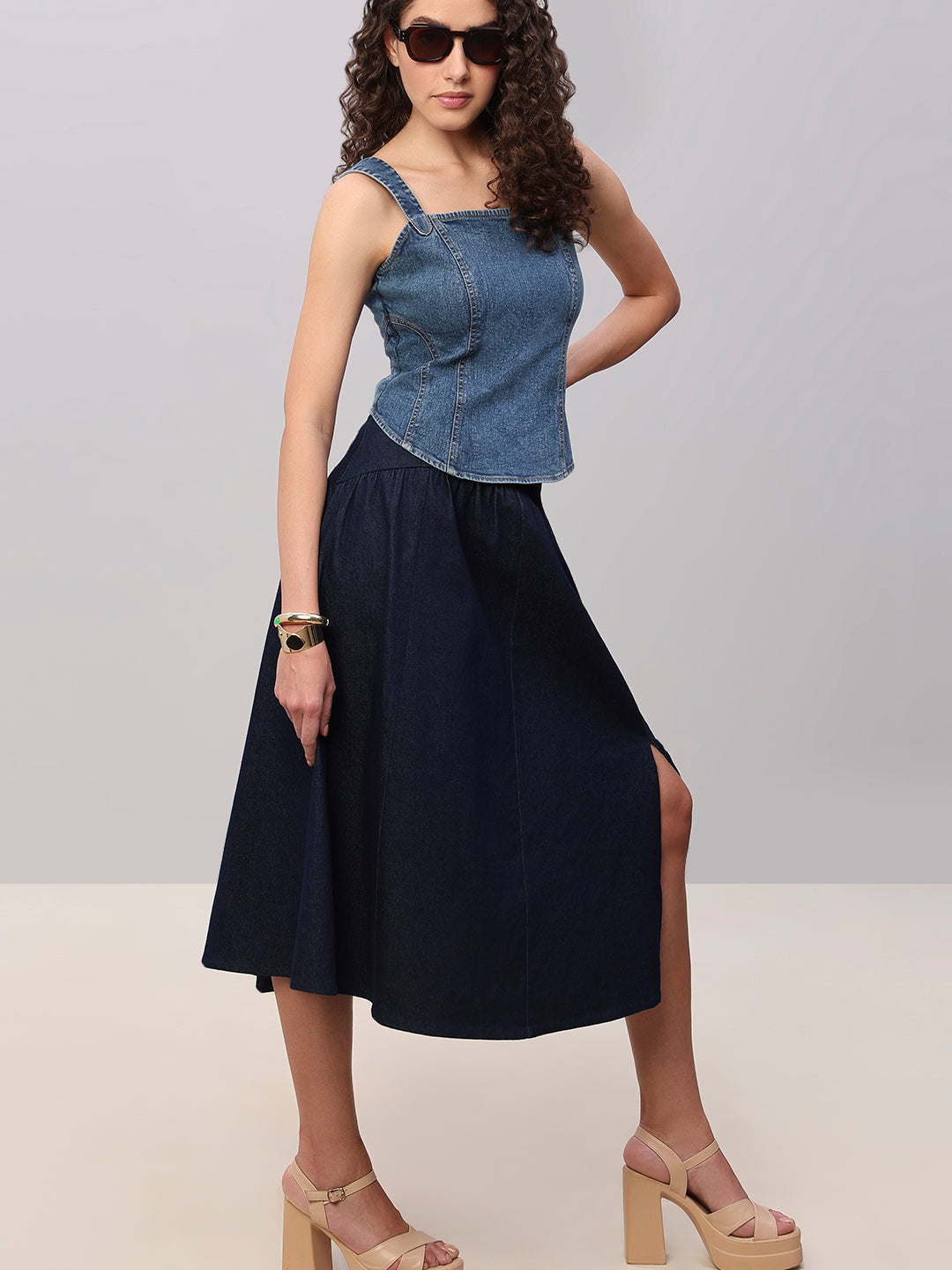 Blue Denim Corset Top