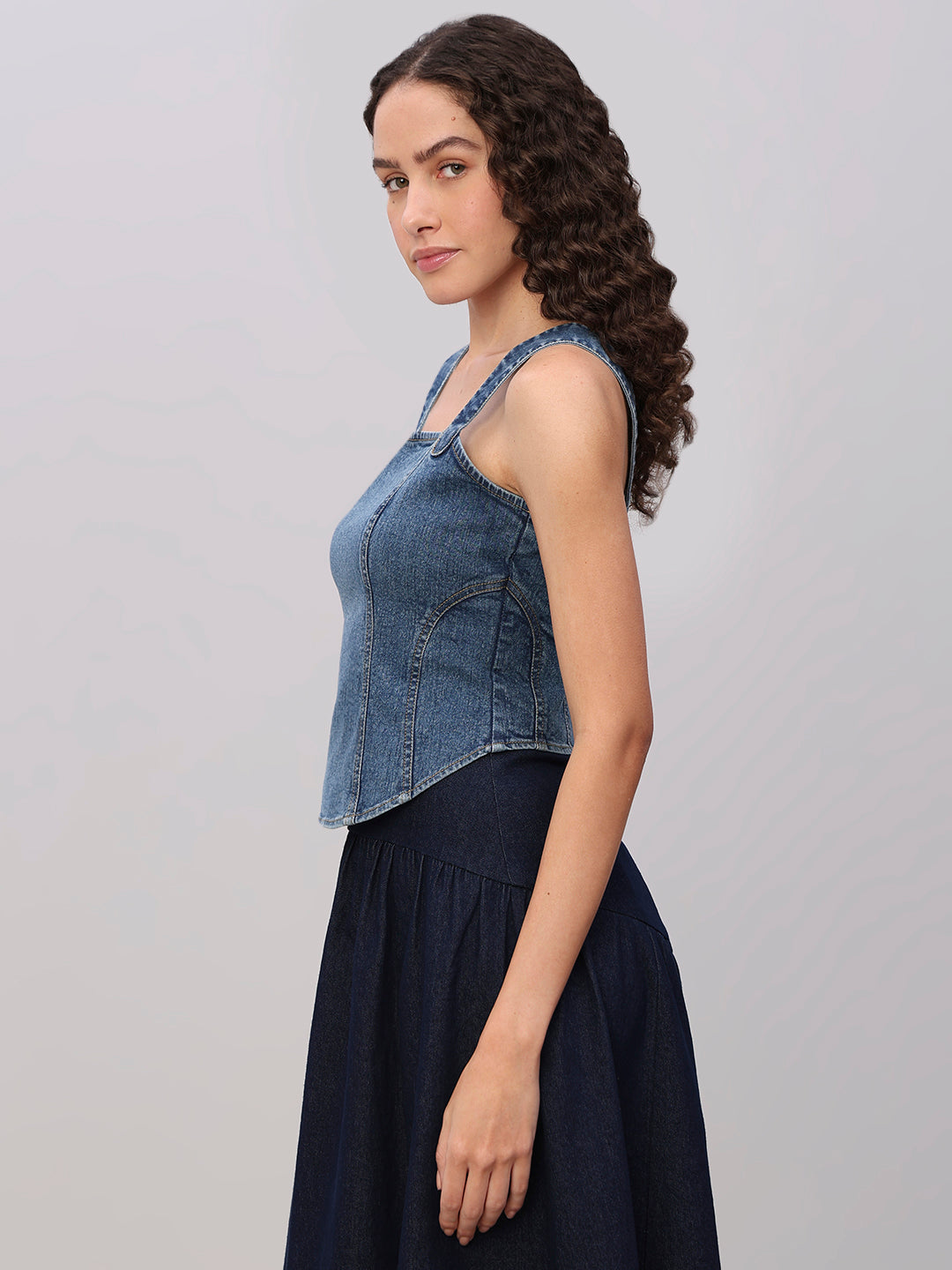 Blue Denim Corset Top