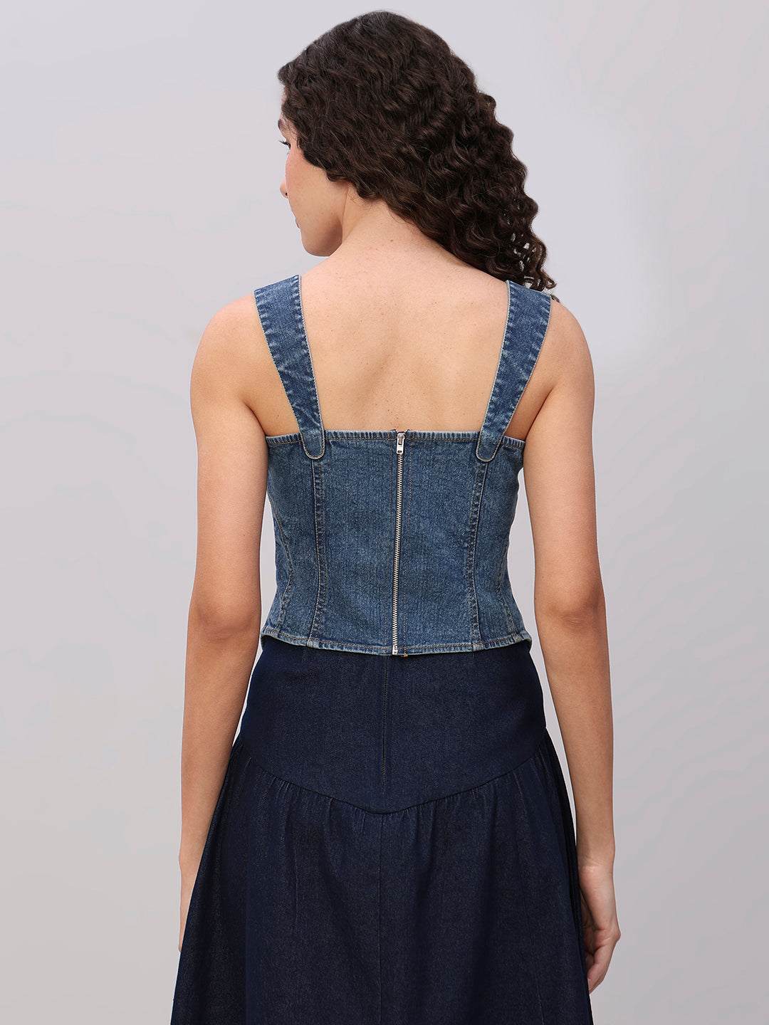 Blue Denim Corset Top