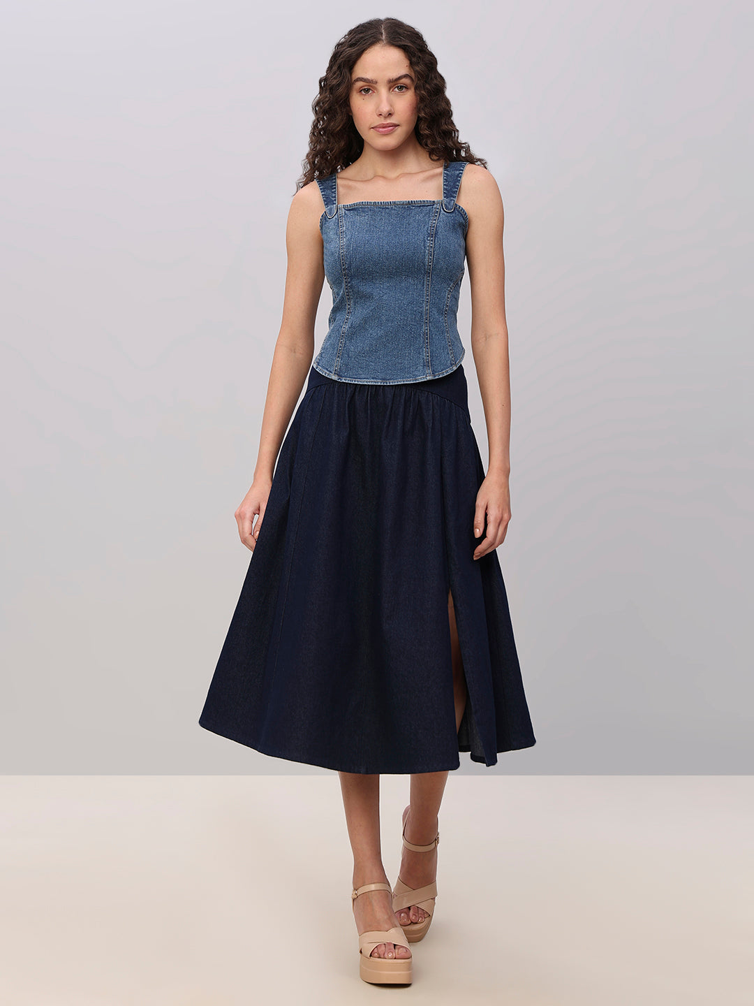 Blue Denim Corset Top