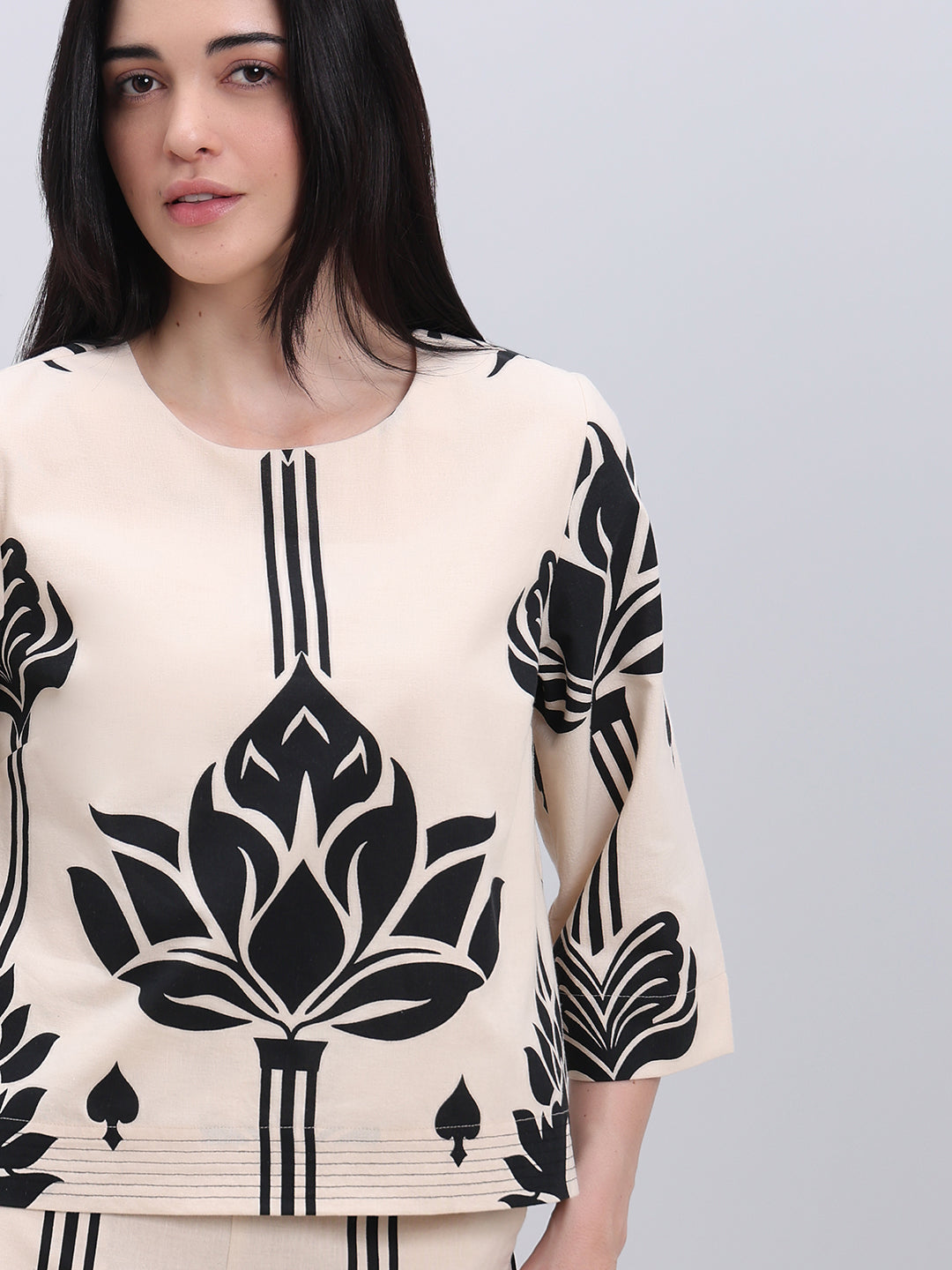 Ecru Printed Top