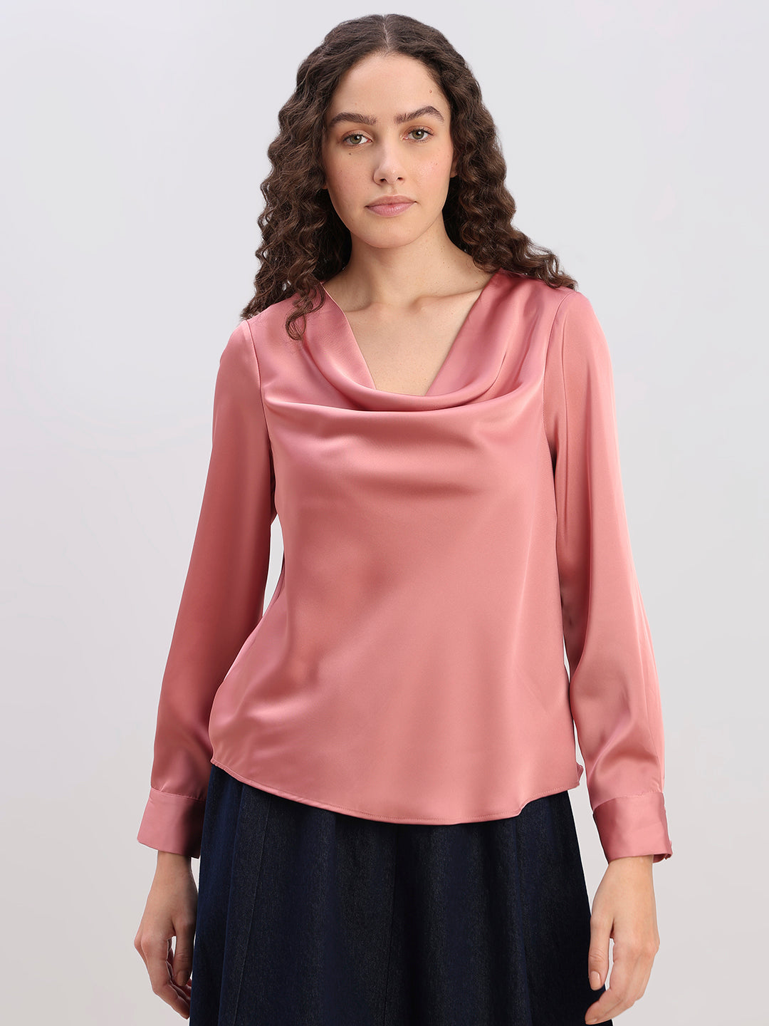 Blush Pink Cowl Neck Top