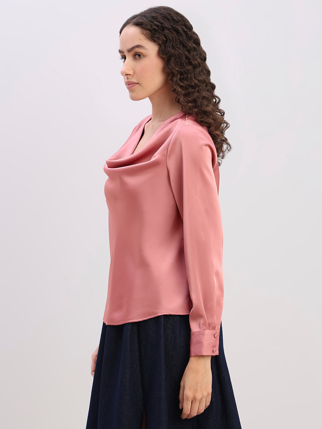 Blush Pink Cowl Neck Top