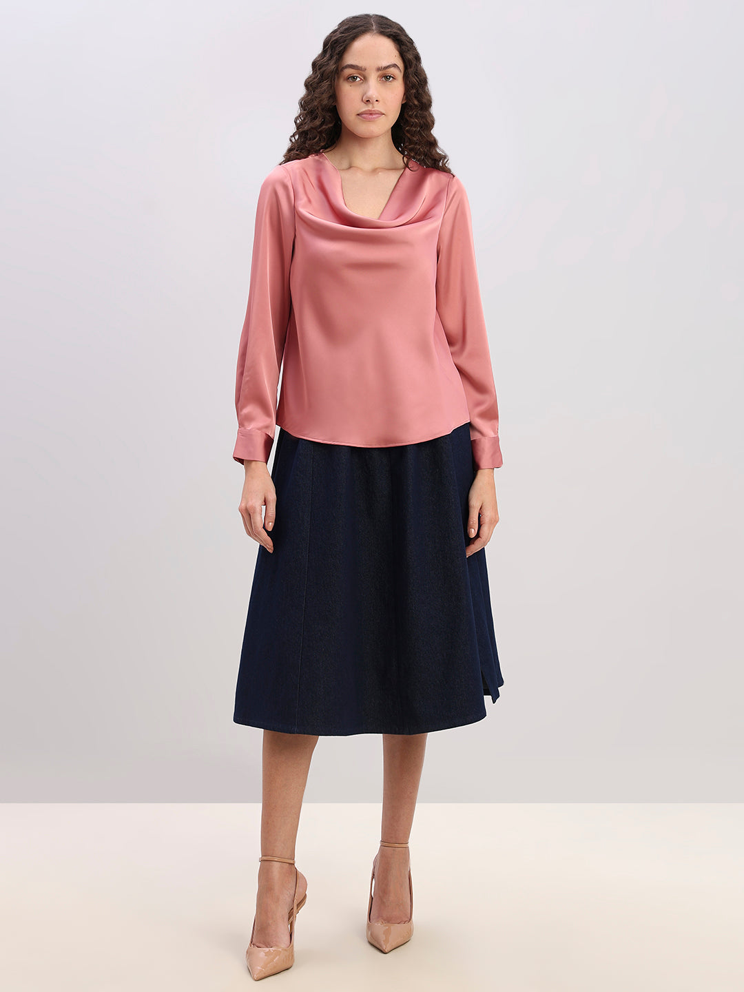 Blush Pink Cowl Neck Top