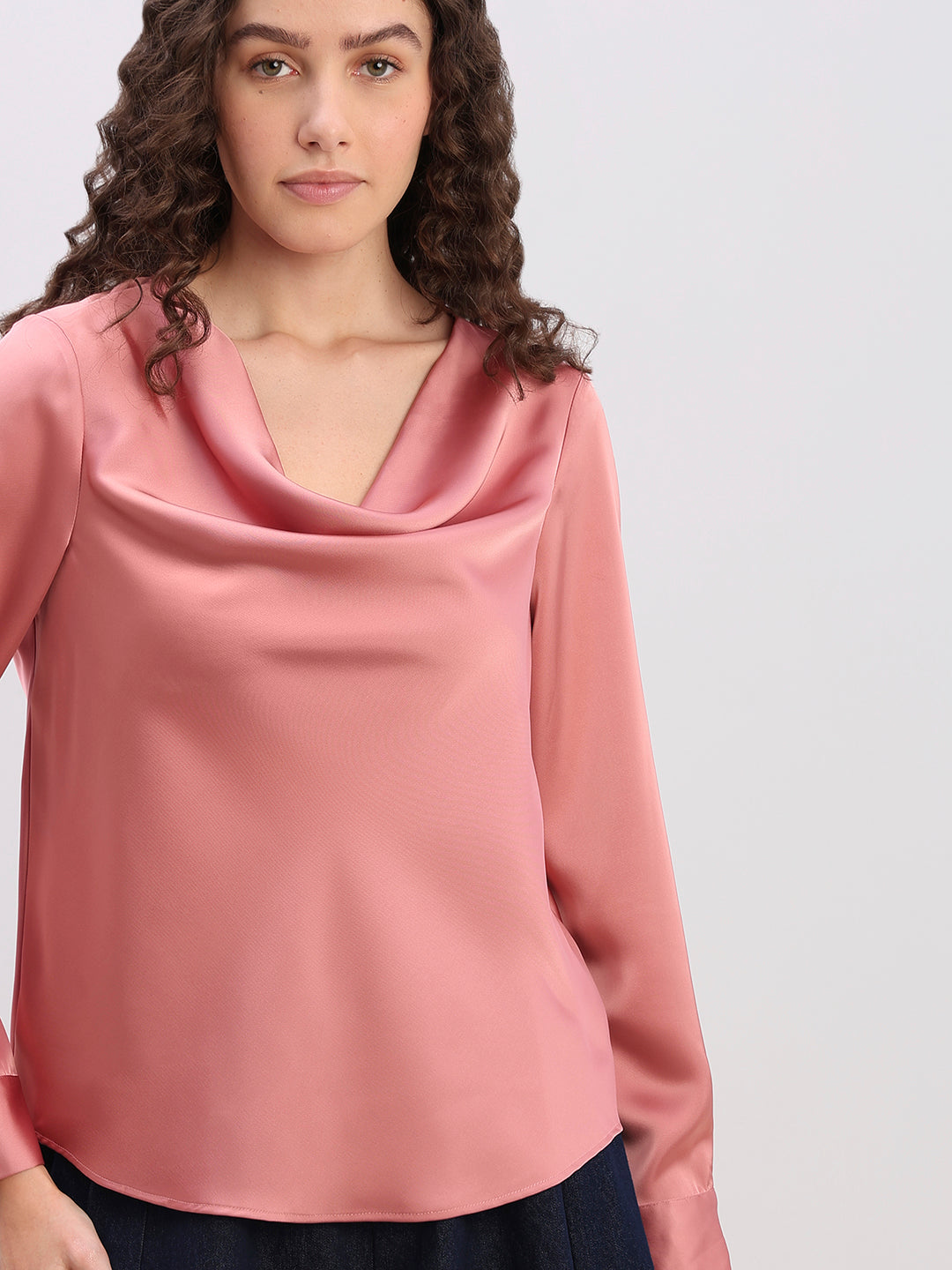 Blush Pink Cowl Neck Top
