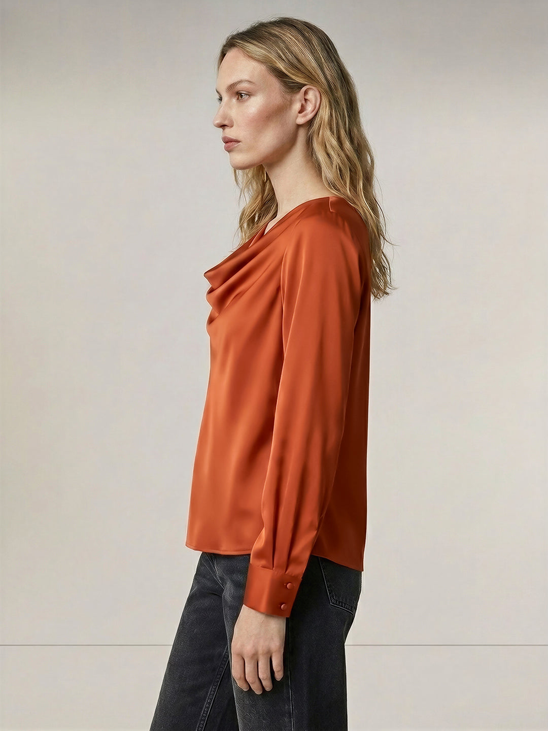 Rust Orange Cowl Neck Top