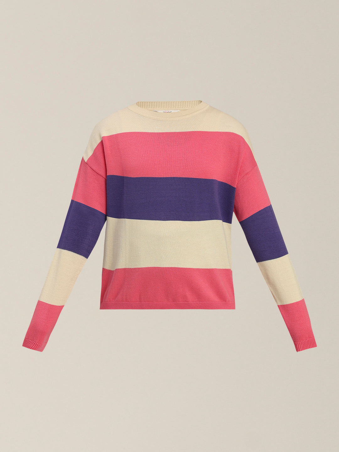 Girls Colourblocked Full Sleeves Sweater