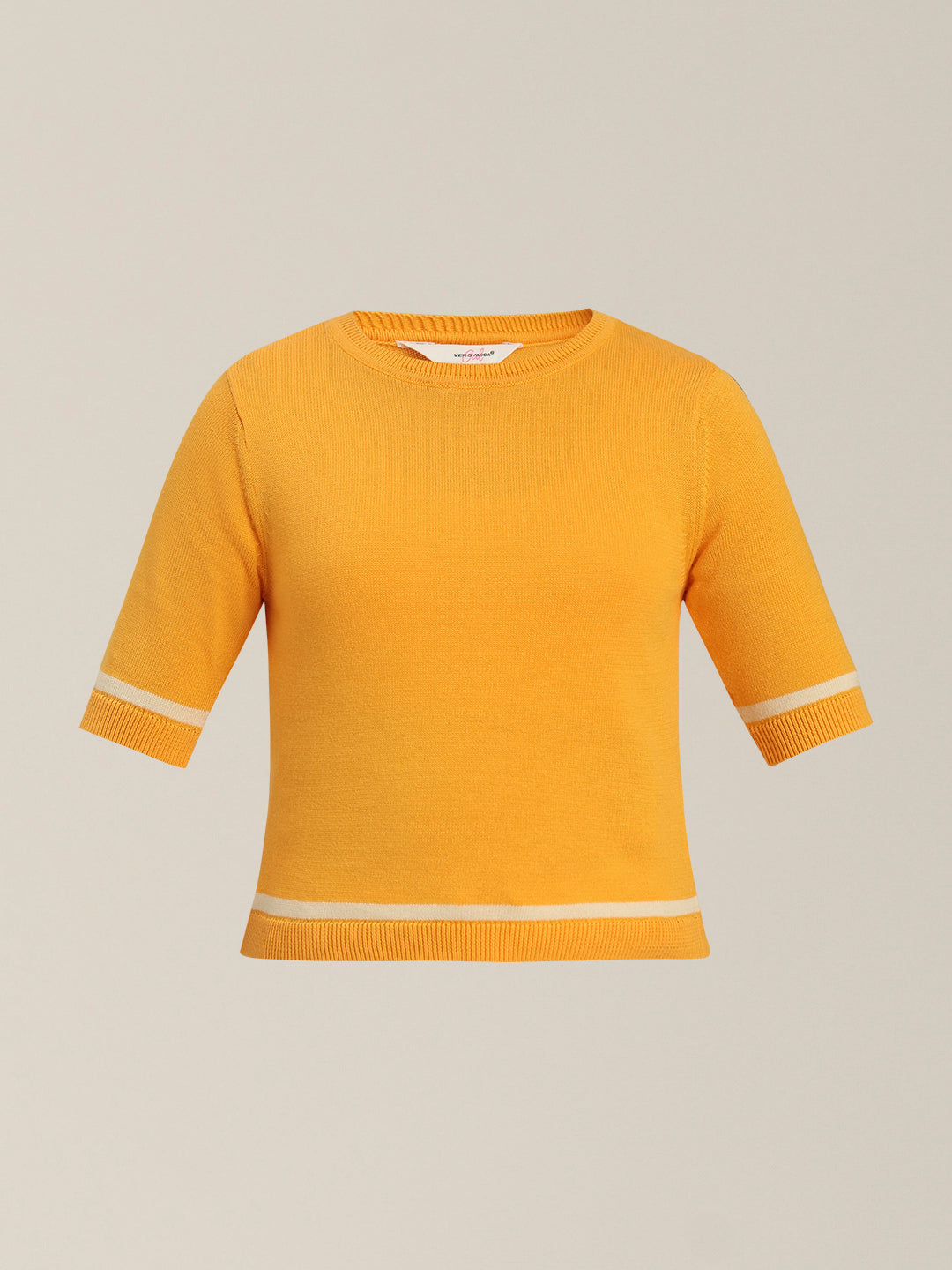 Girls Yellow Short Sleeves Knit Top