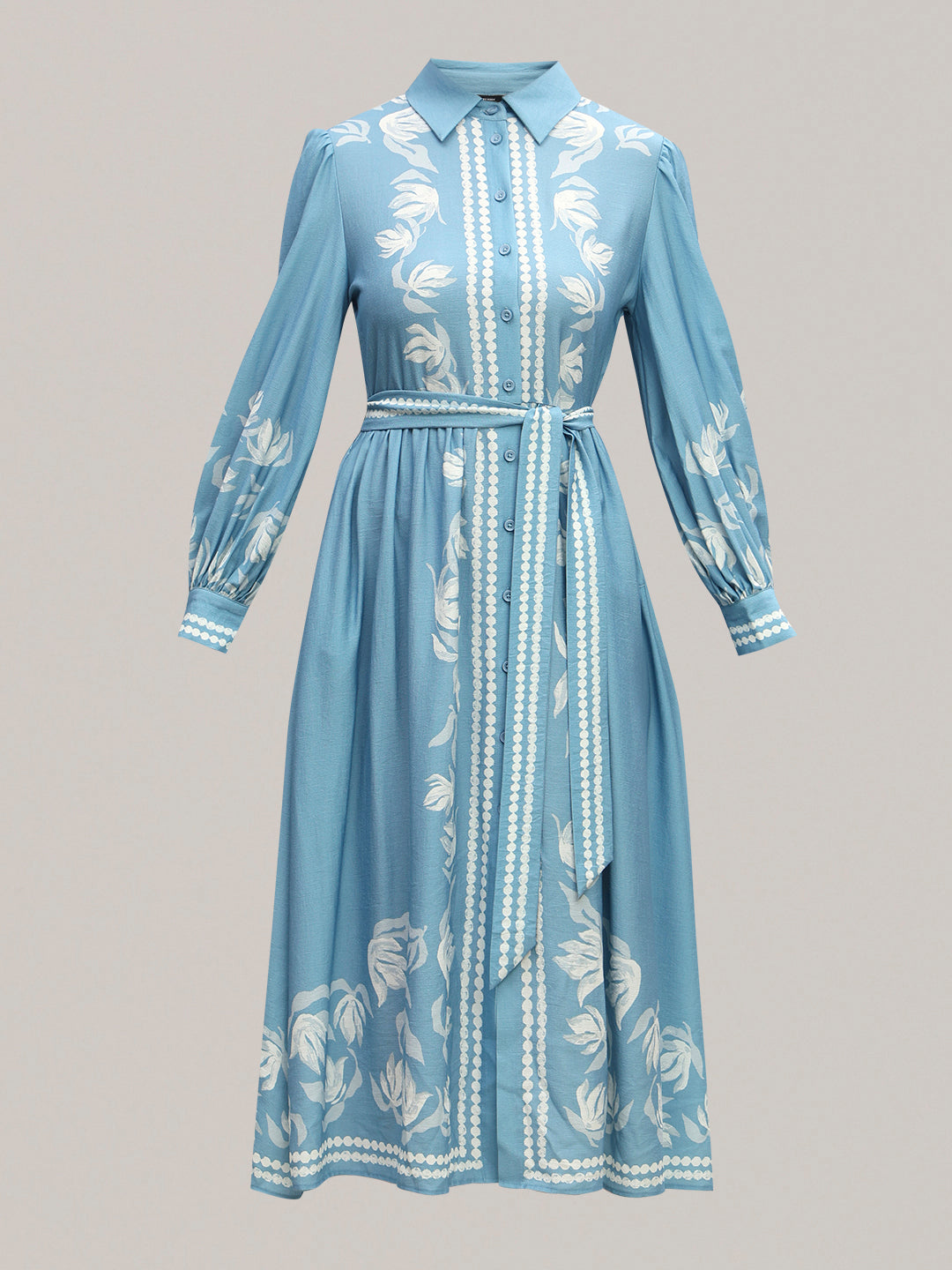Light Blue Printed Shirt Dress