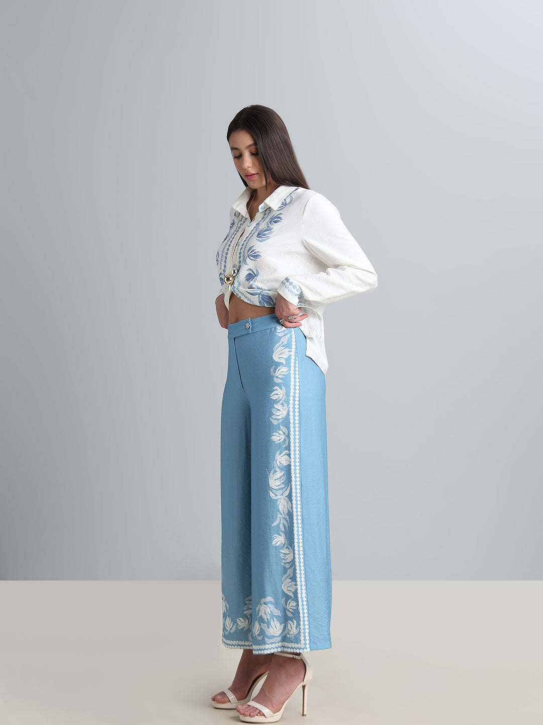 Light Blue Printed Pants