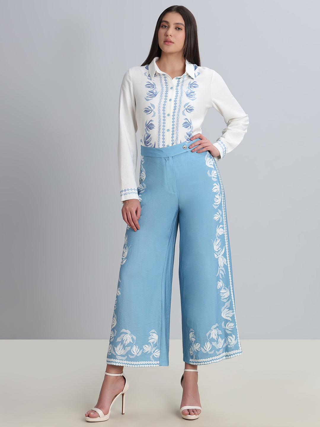Light Blue Printed Pants