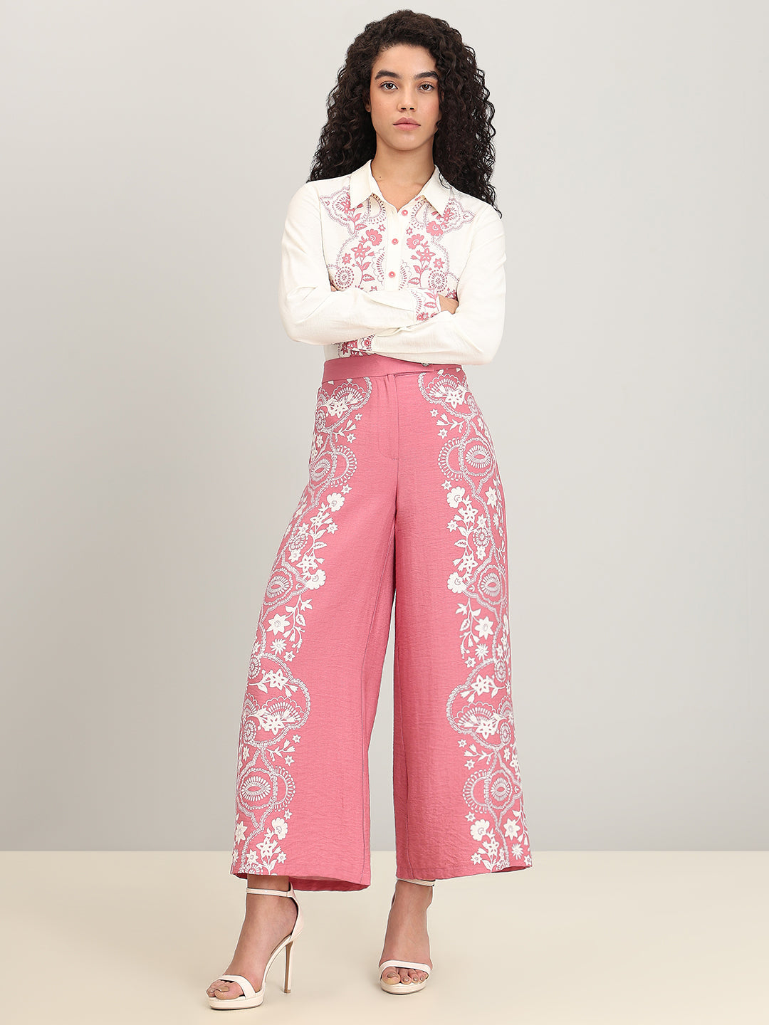 Light Pink Printed Pants