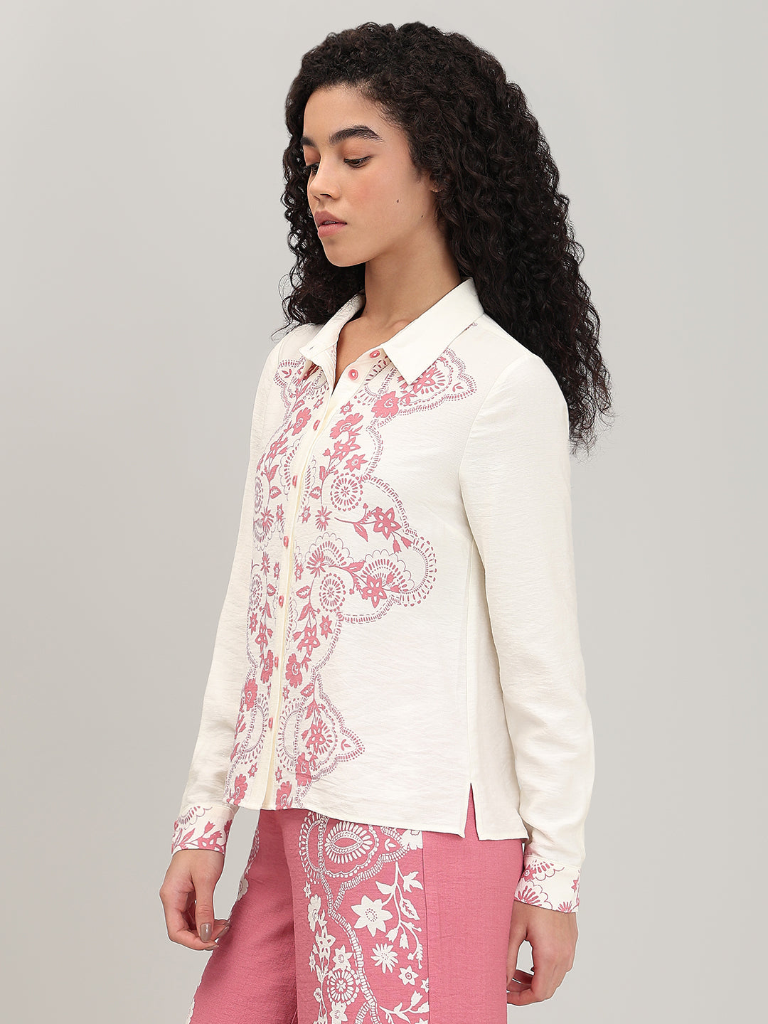Ivory Cream Printed Shirt