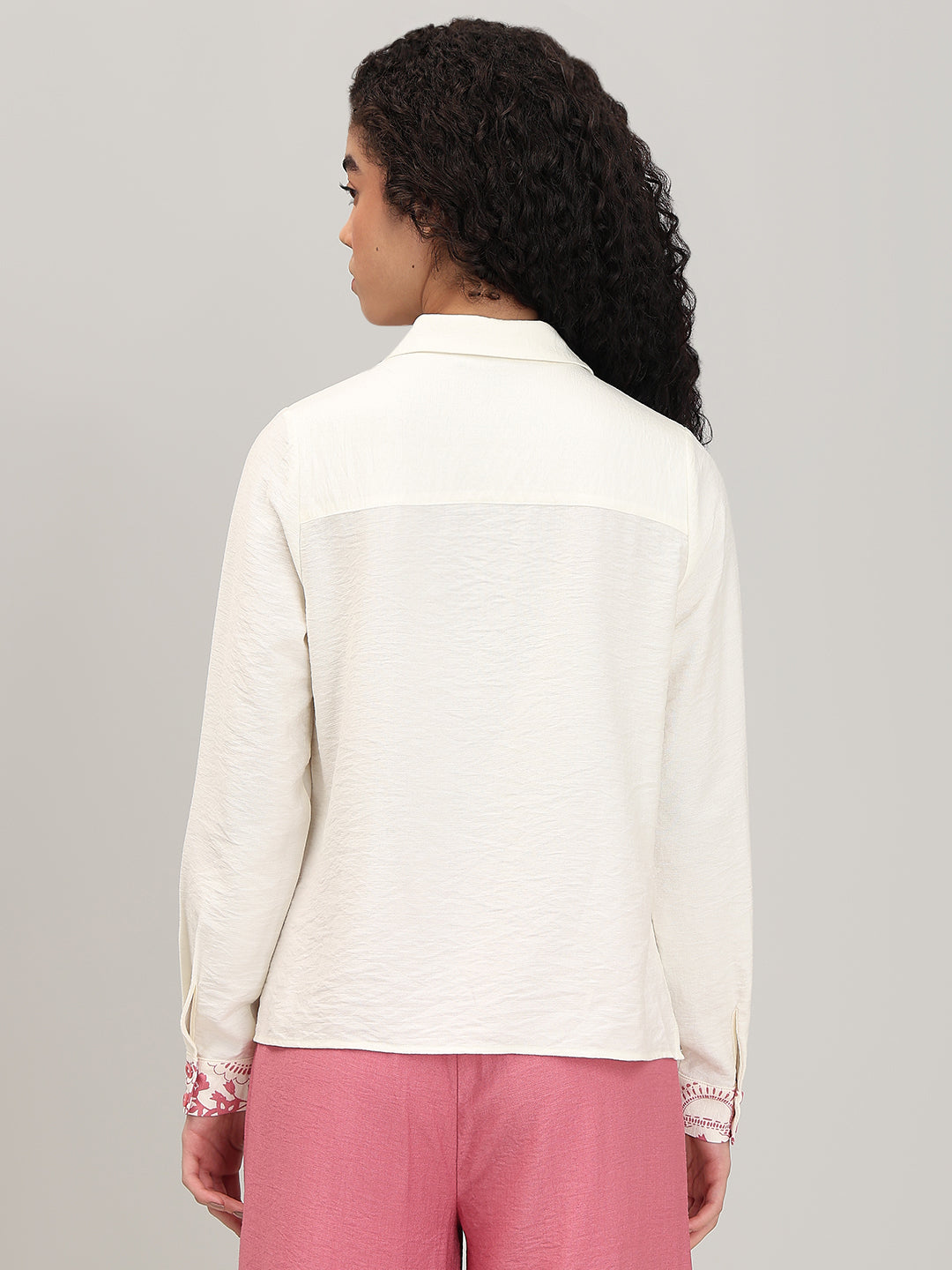 Ivory Cream Printed Shirt