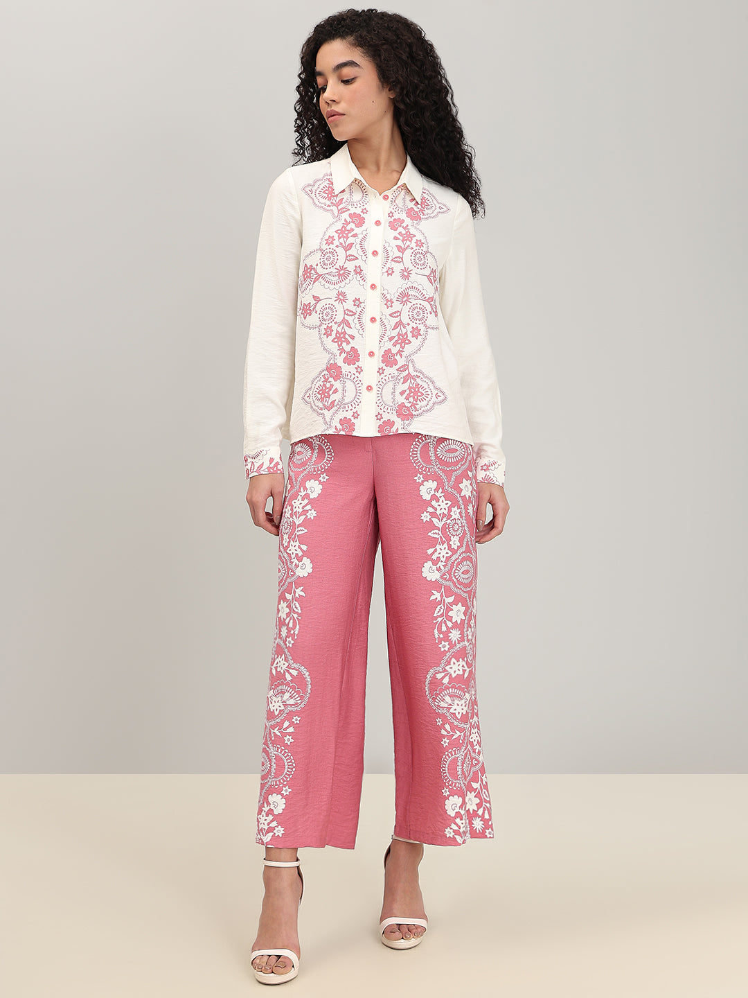 Ivory Cream Printed Shirt