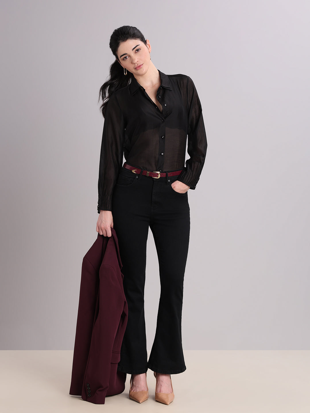 Black High Rise Eric Bootcut Jeans