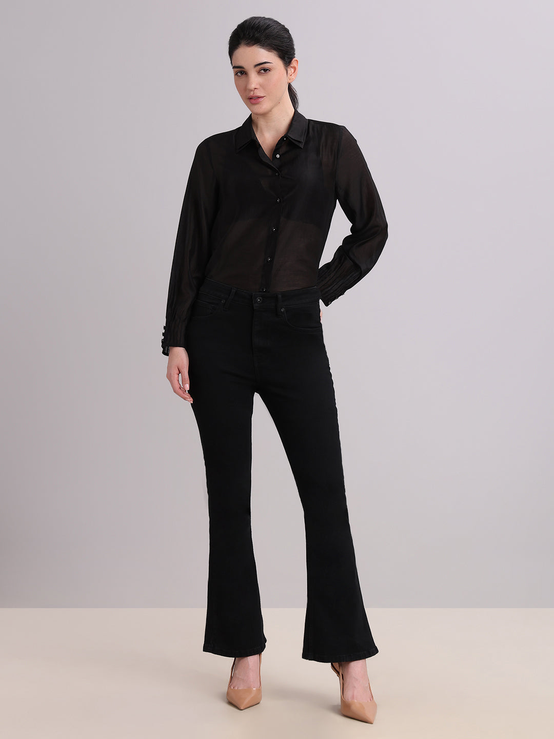 Black High Rise Eric Bootcut Jeans