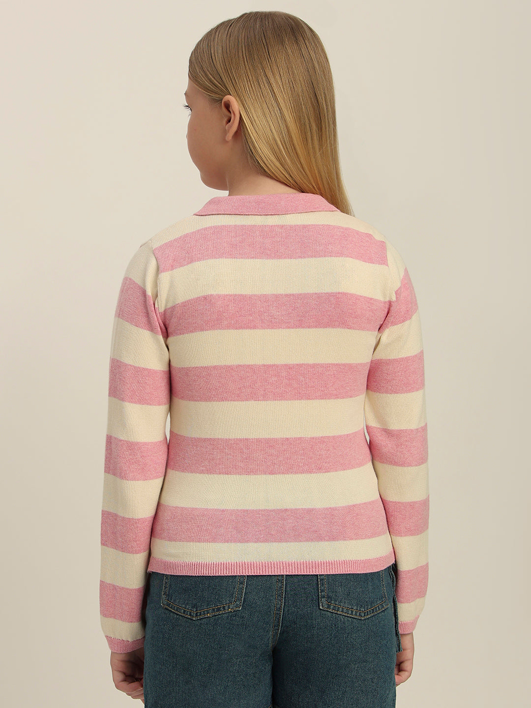 Girls Colourblocked Polo Sweater