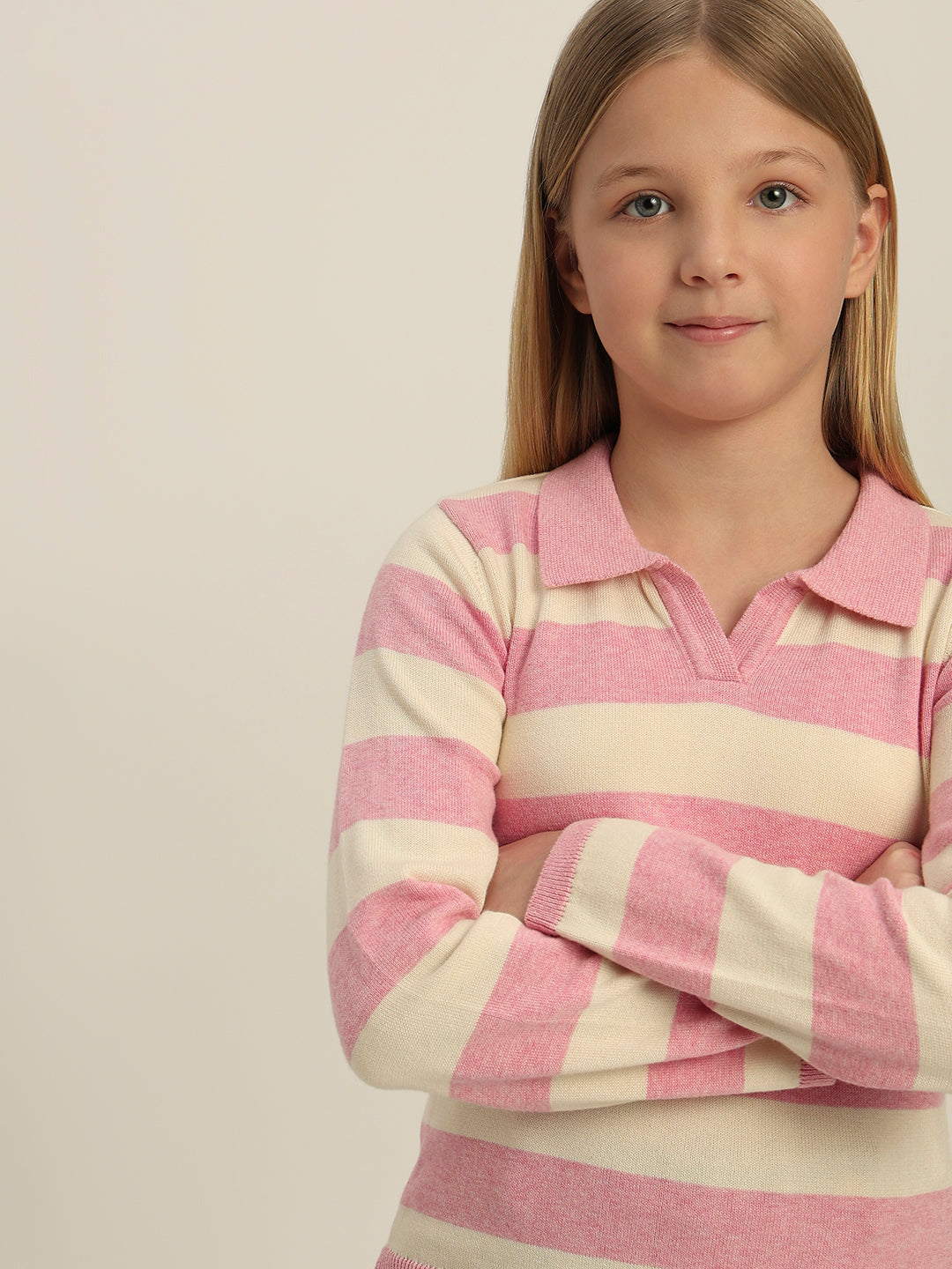 Girls Colourblocked Polo Sweater