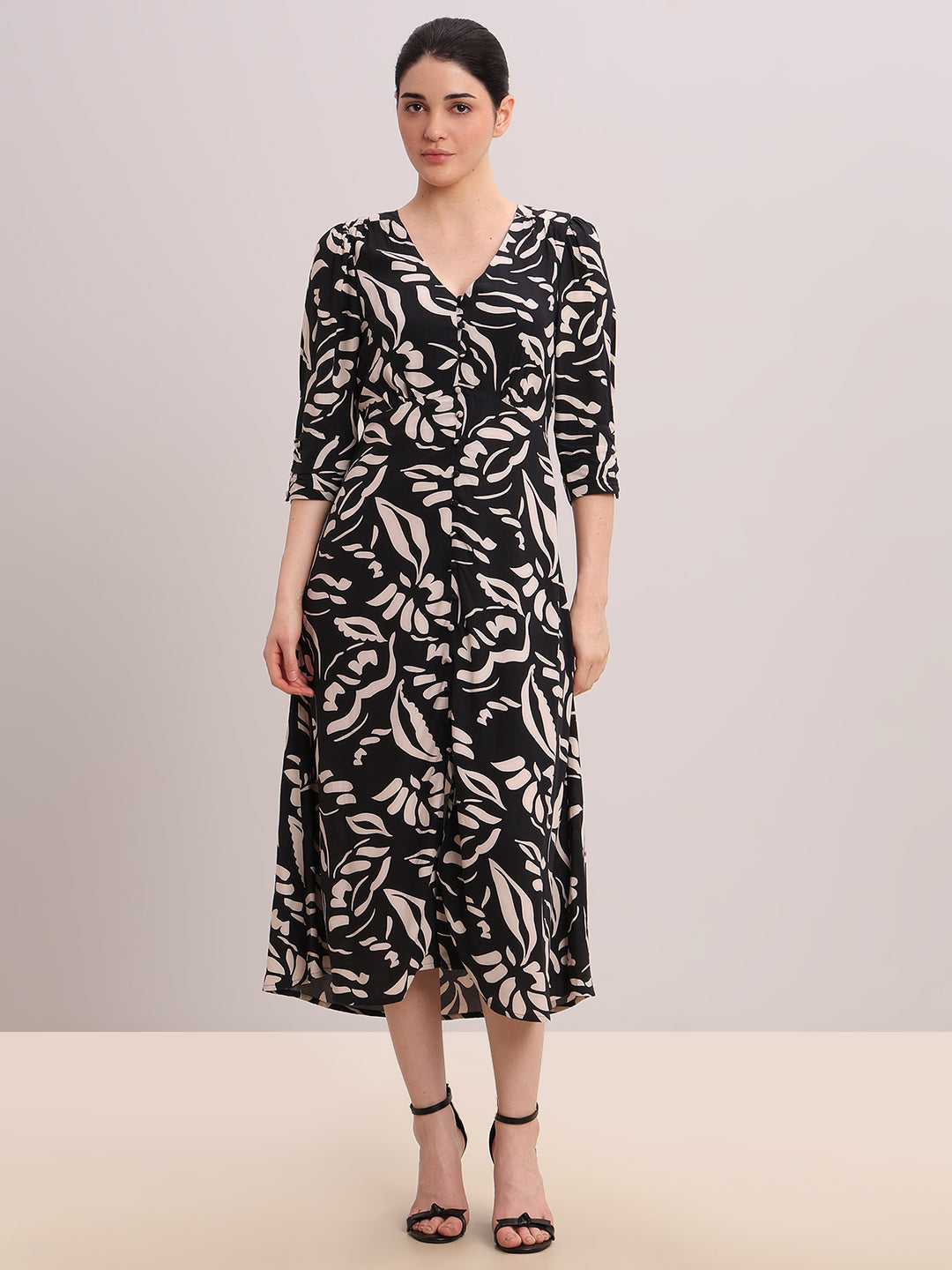 Black Printed Viscose Dress