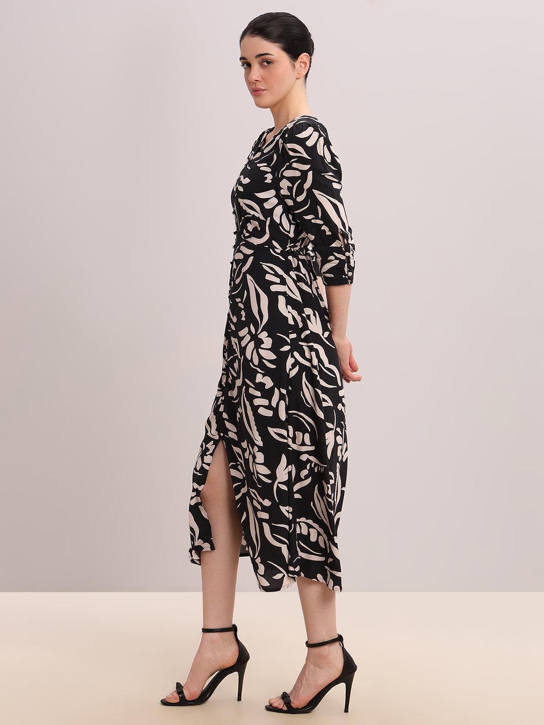Black Printed Viscose Dress