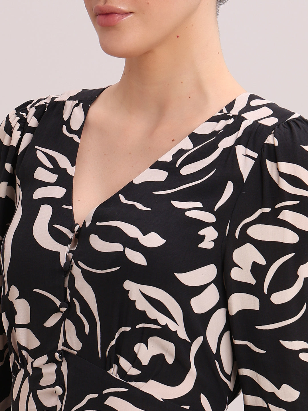 Black Printed Viscose Dress