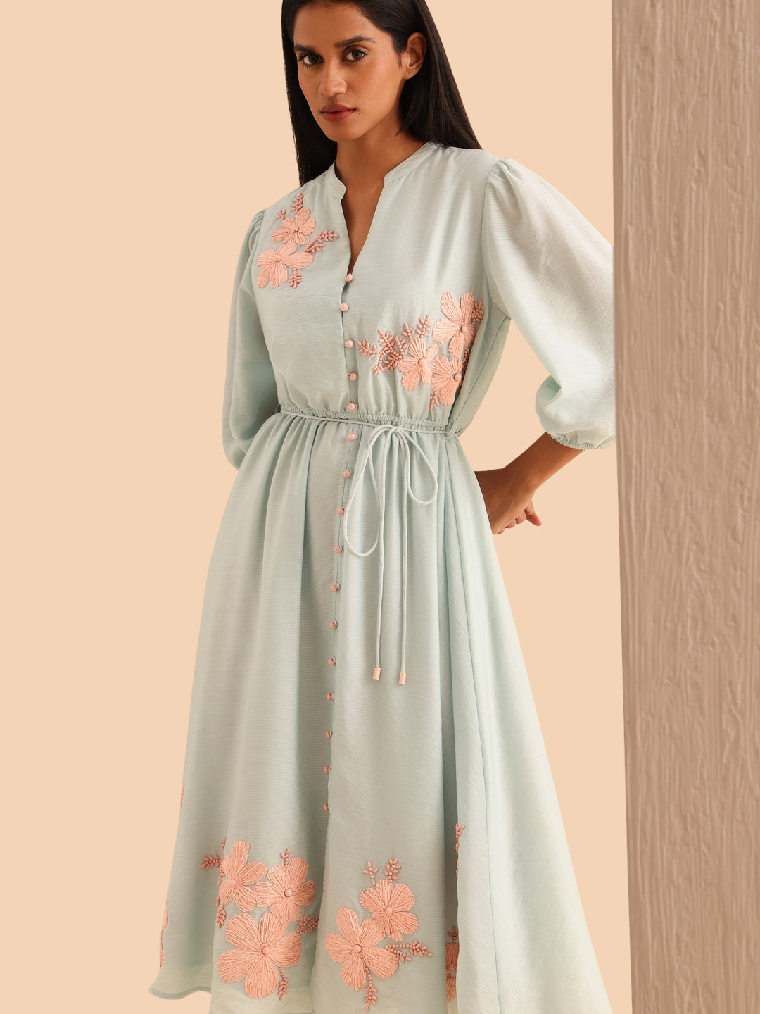 Floral Print V-Neck Midi Dress