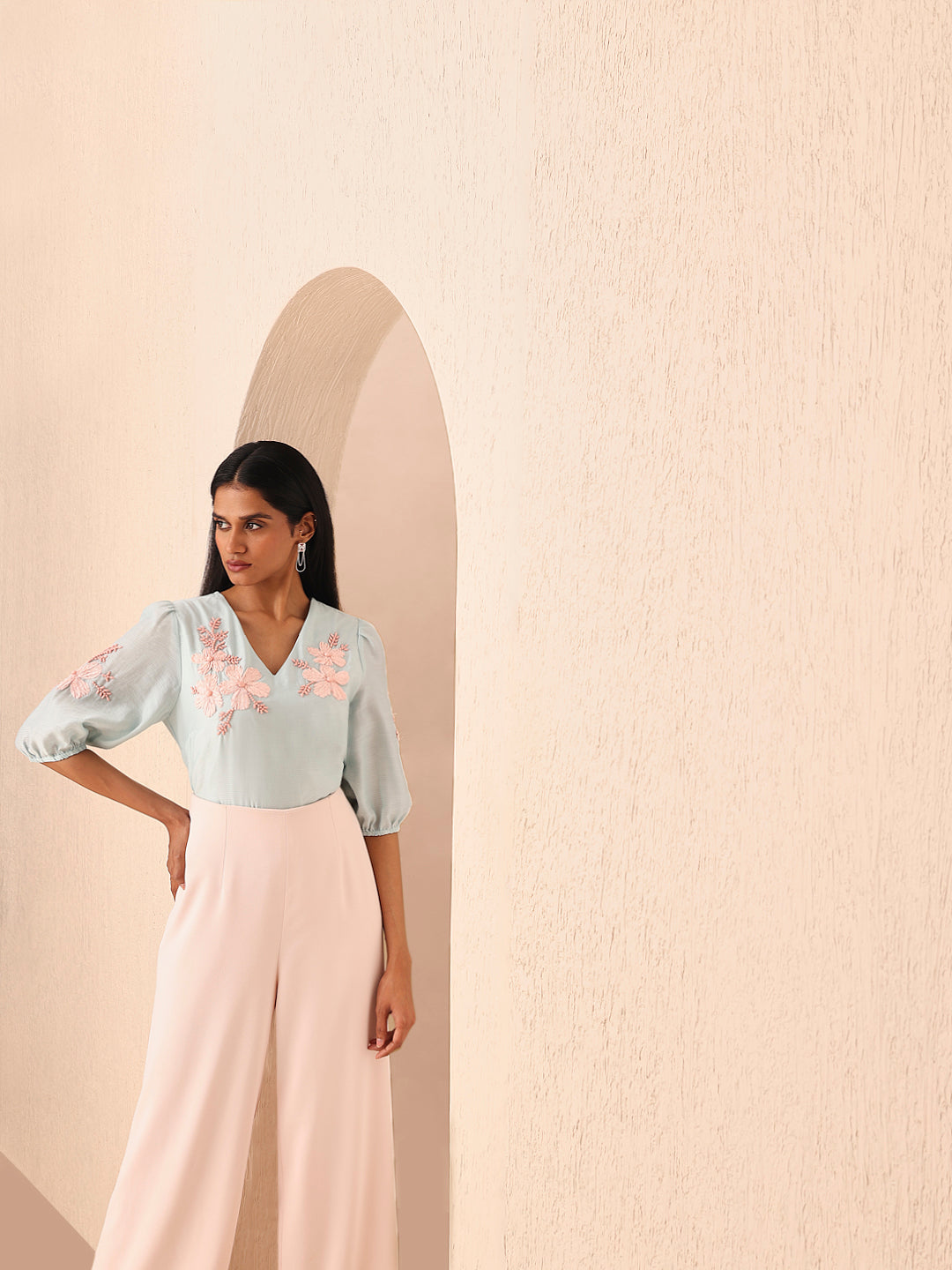 Floral Print V-Neck Top