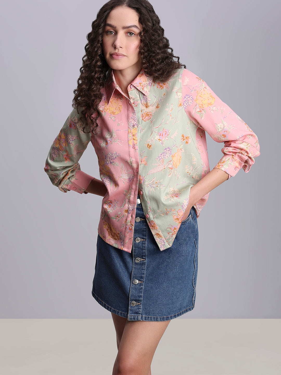 Floral Colourblocked Shirt