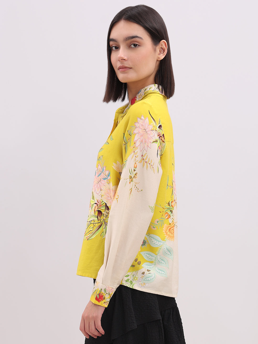 Yellow Floral Cotton Shirt