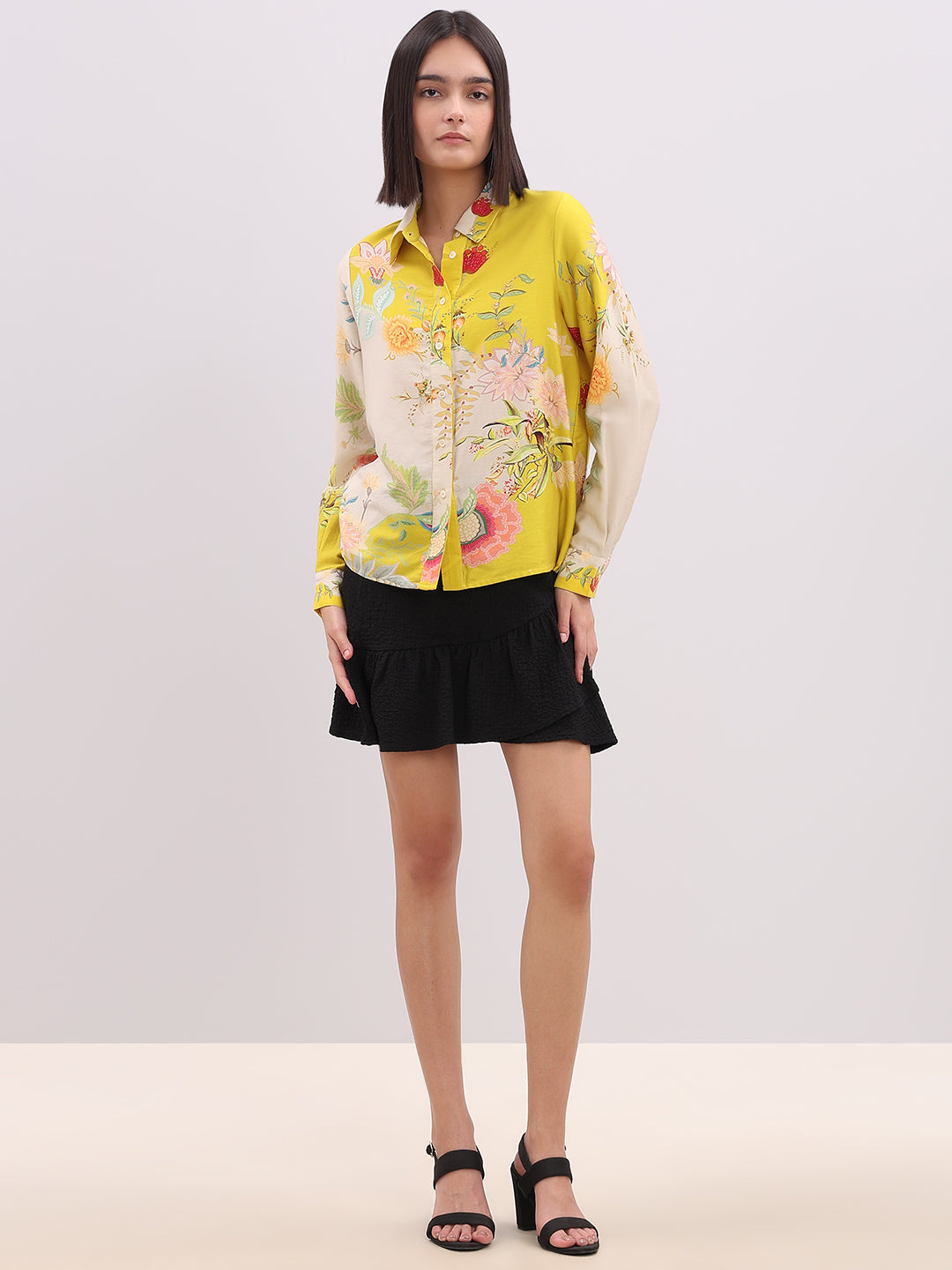Yellow Floral Cotton Shirt