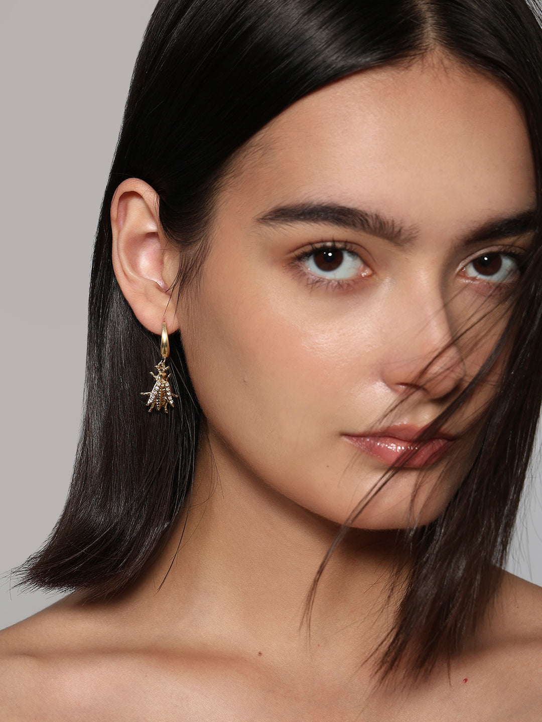 Golden Bug Drop Earrings