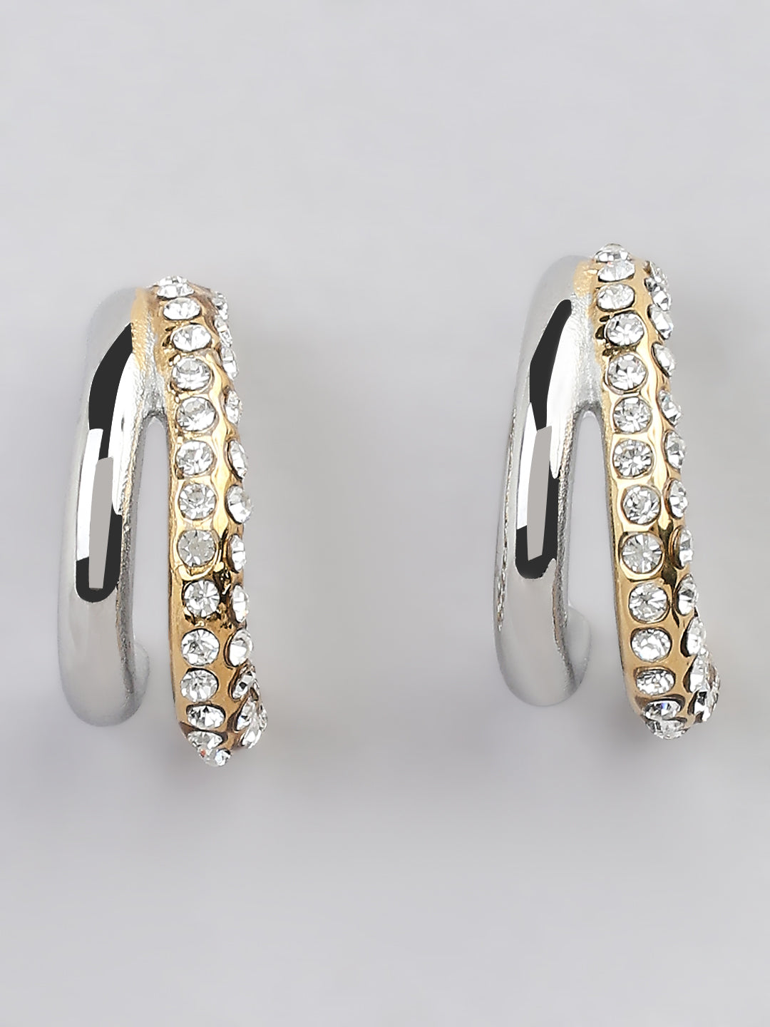 Two-Tone Crystal Hoop Earrings
