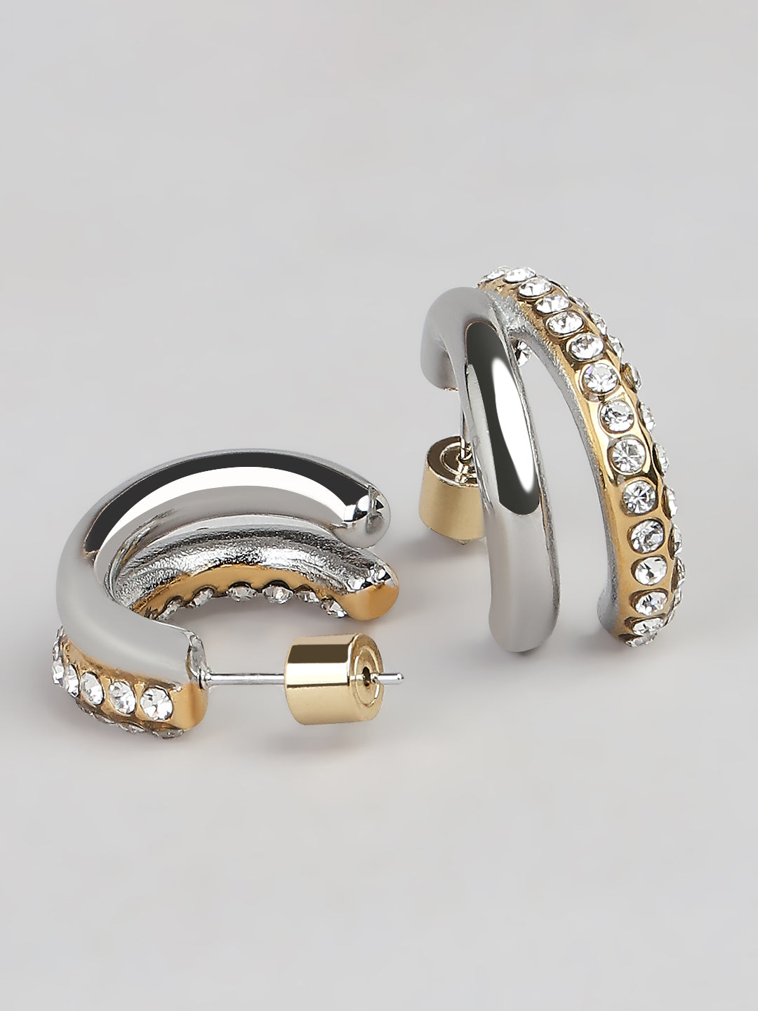 Two-Tone Crystal Hoop Earrings