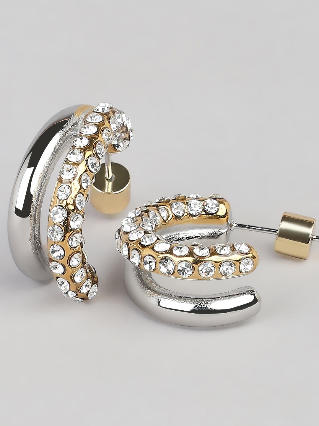Two-Tone Crystal Hoop Earrings