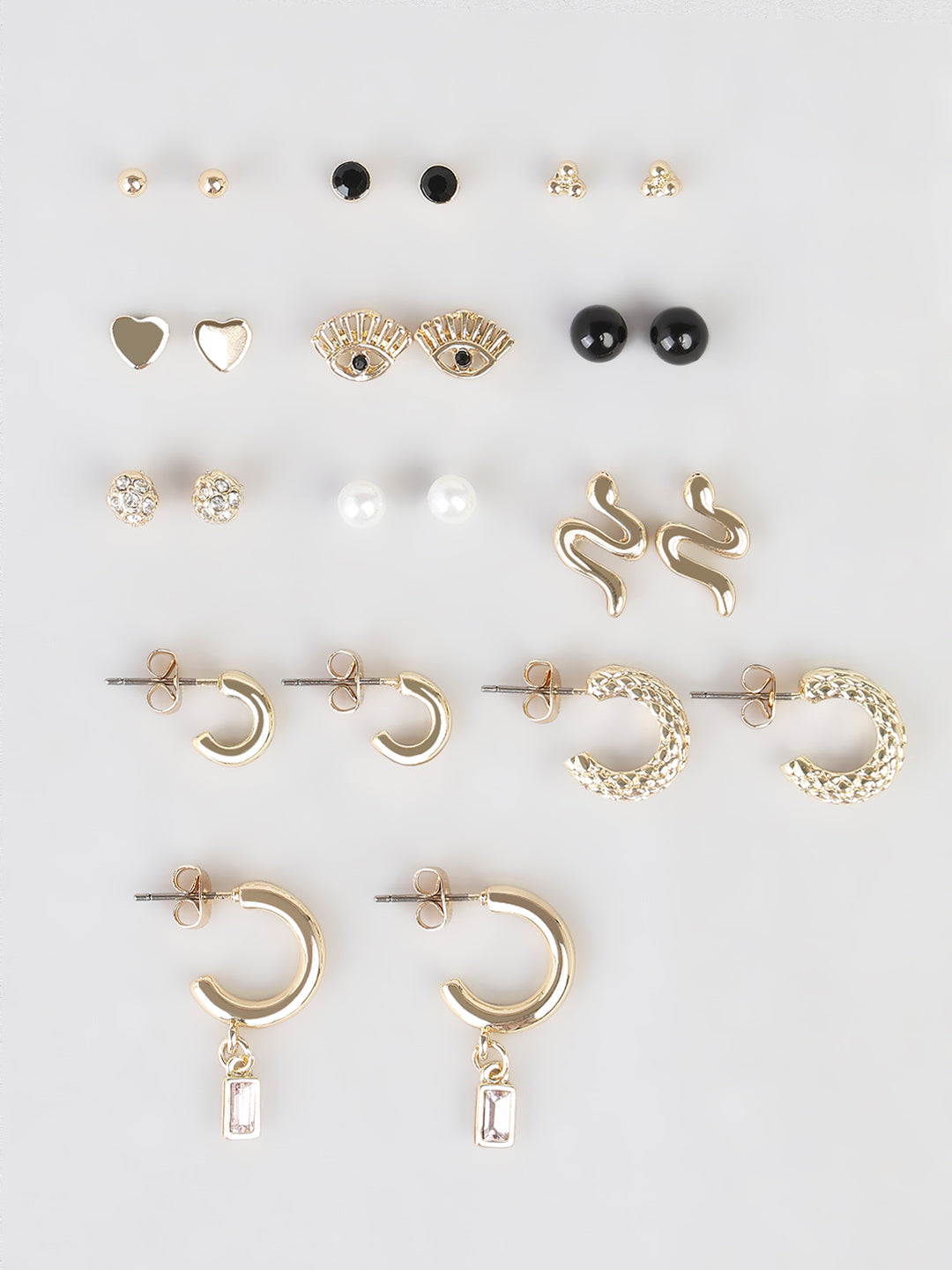 Multi Stud & Mini Hoop Earring Set
