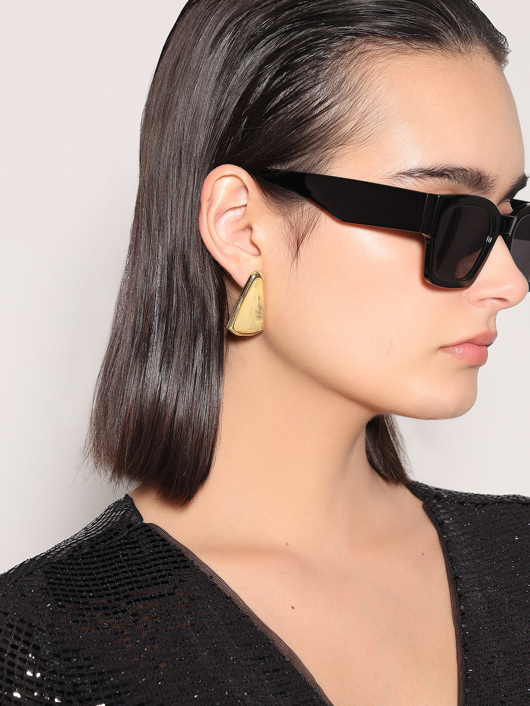 Gold-Tone Resin Stud Earrings