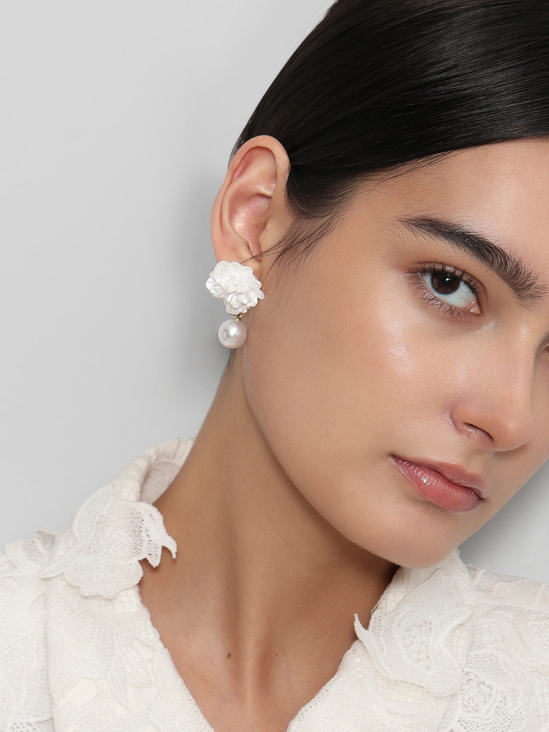 Peony Pearl Drop Earrings