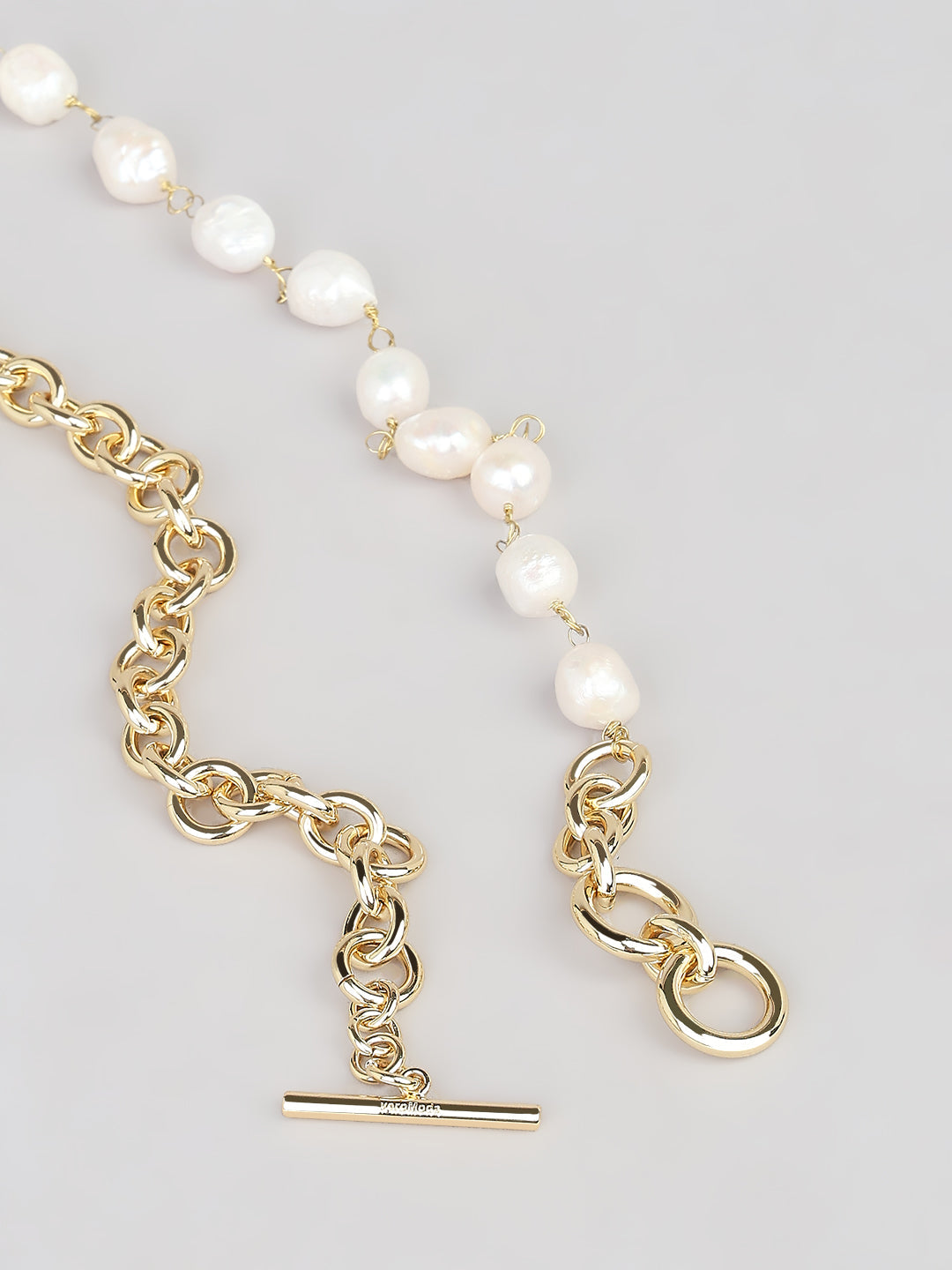 Gold-Tone Pearl & Chain Necklace