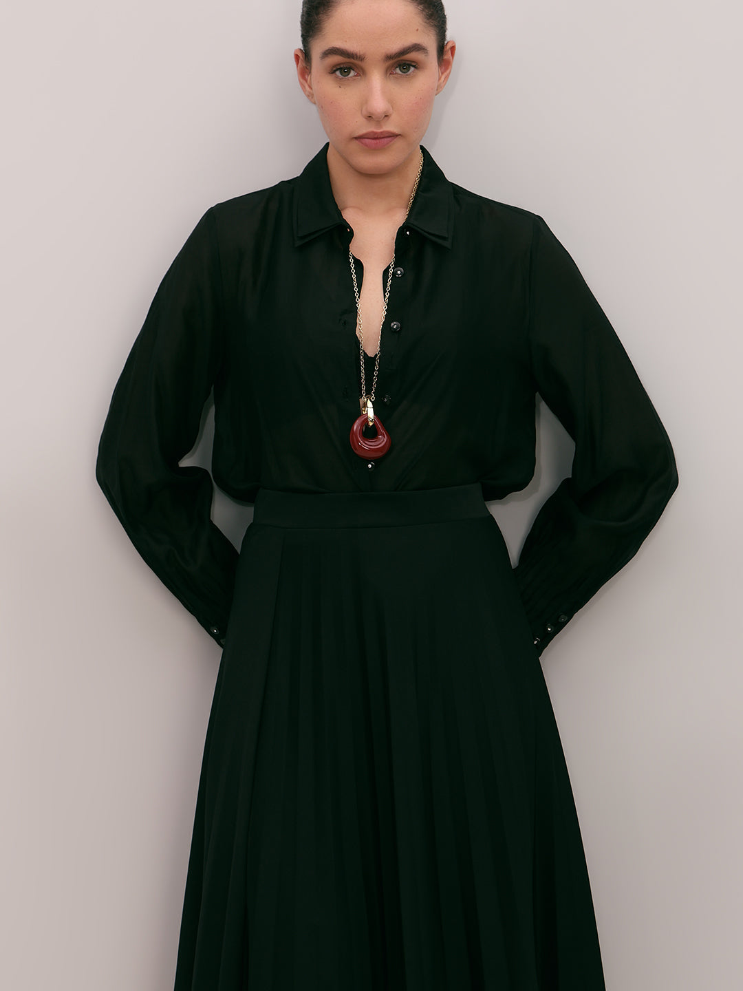 Gold-Tone Resin Drop Pendant Necklace