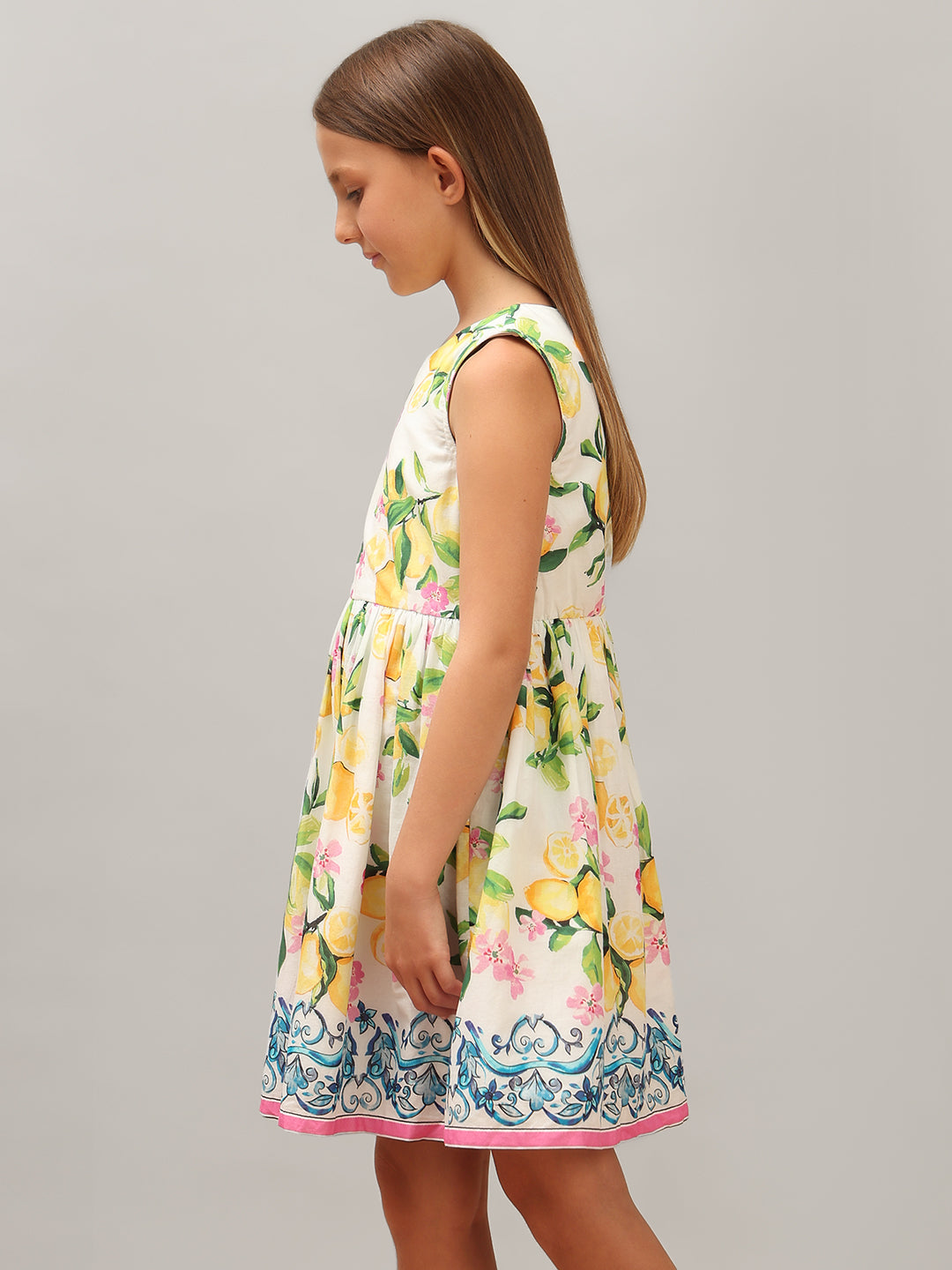 GIRL Lemon Printed Cotton Dress