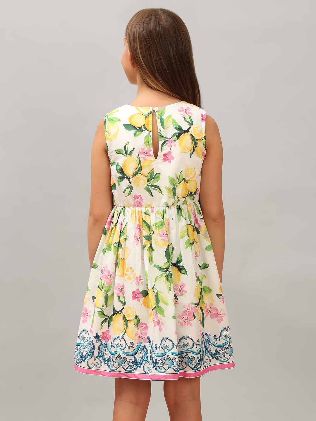 GIRL Lemon Printed Cotton Dress