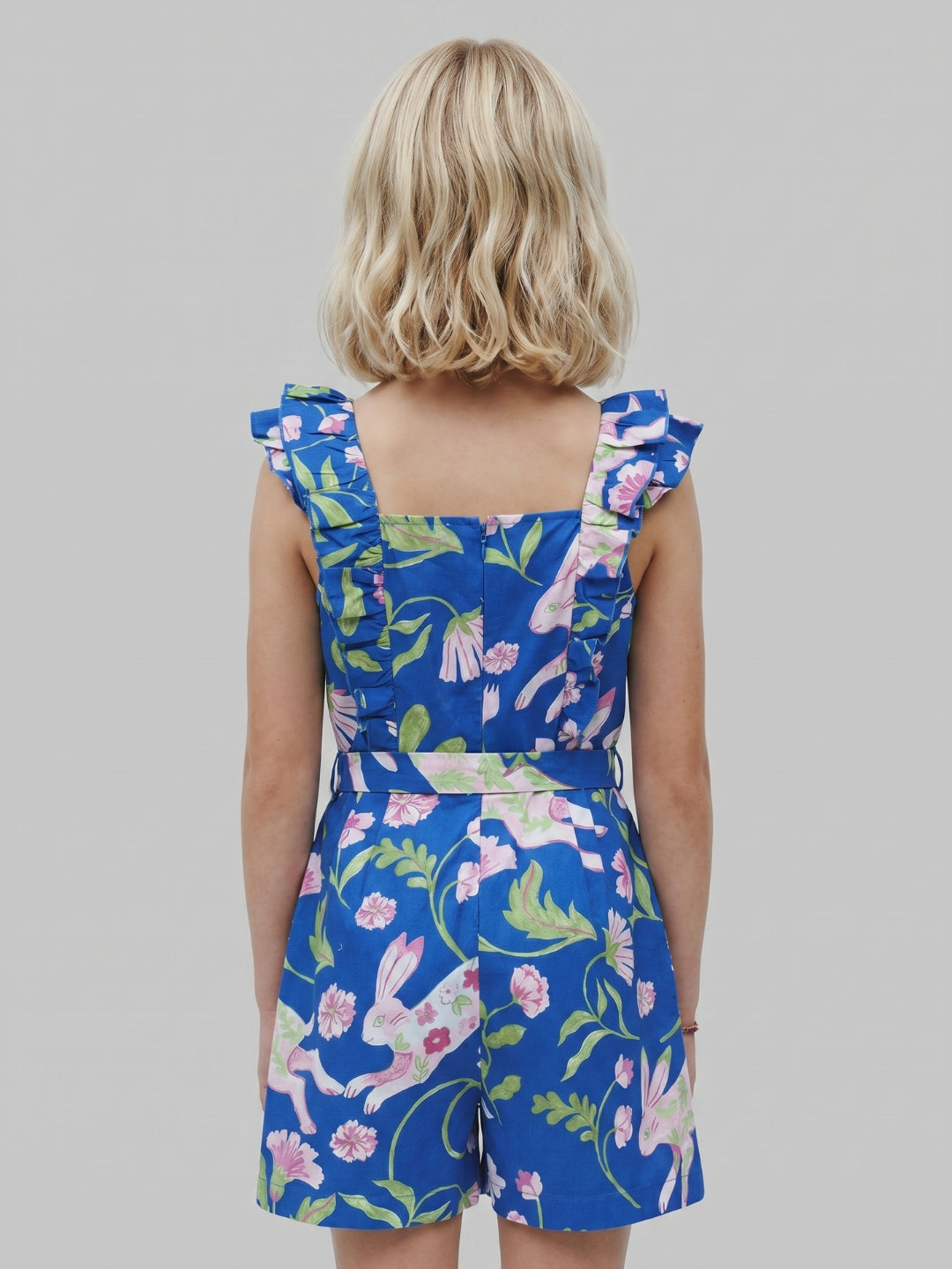 GIRLS Blue Floral Print Playsuit